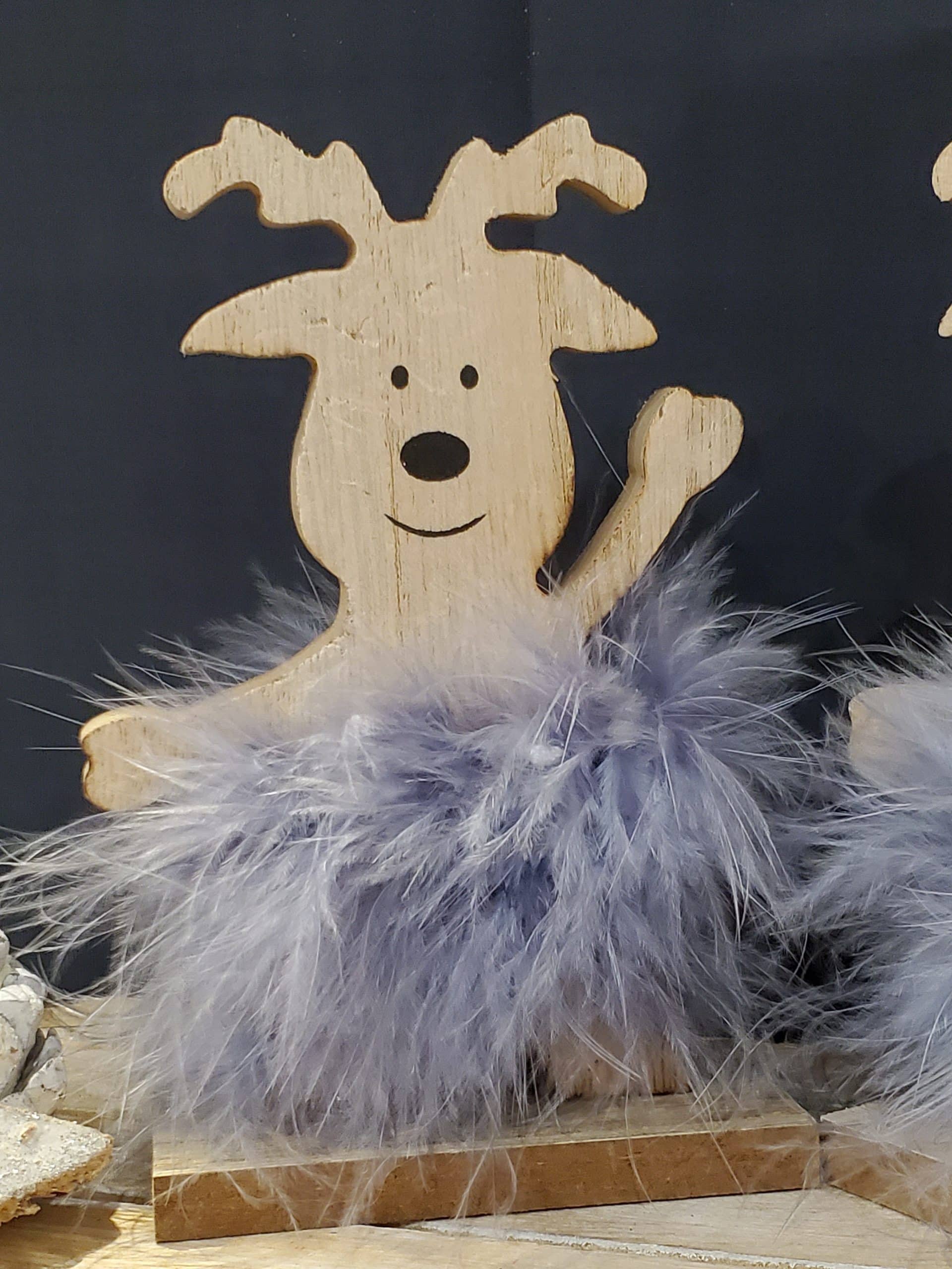 Grey Fluffy Deer on Stand