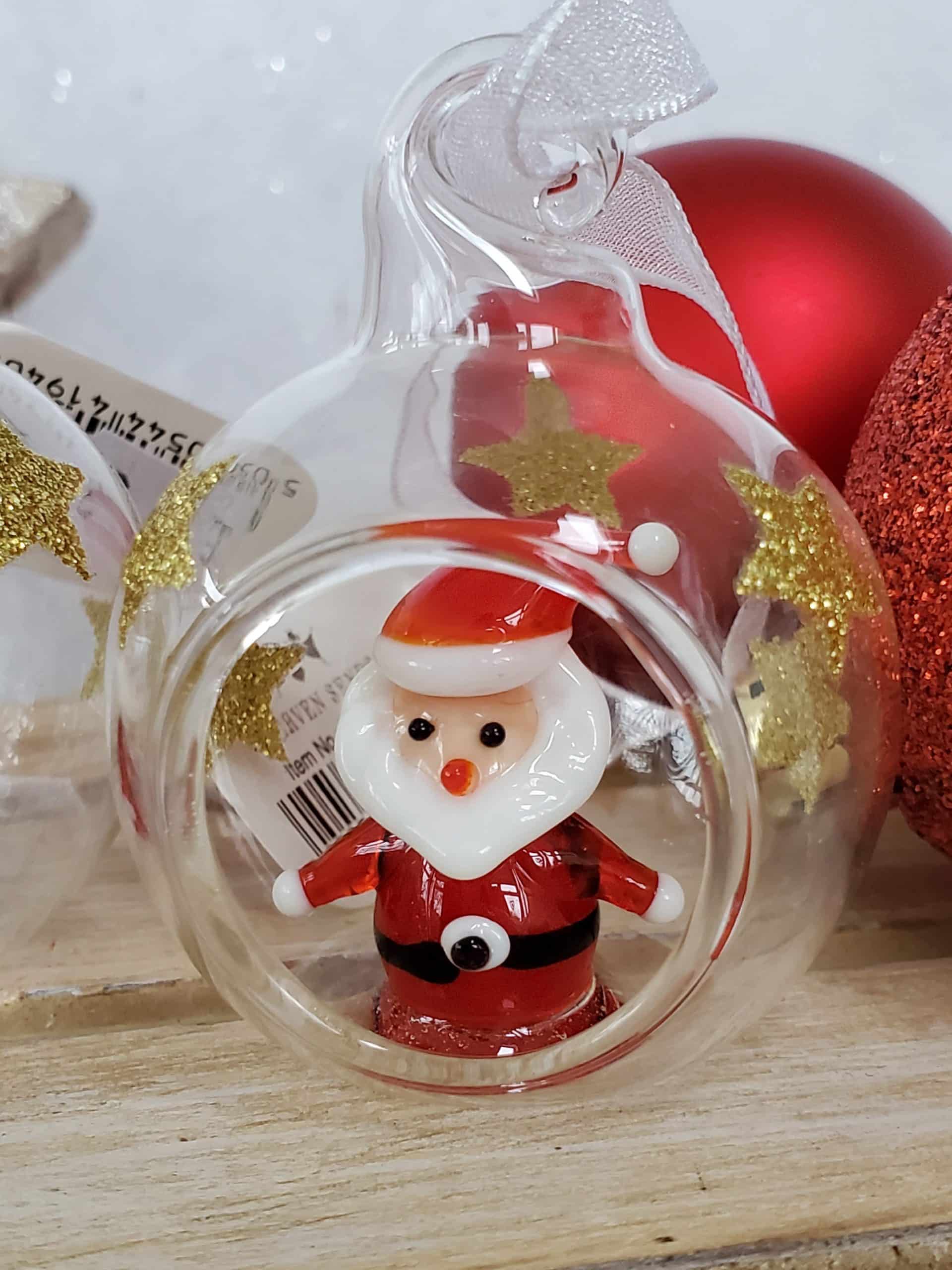 Glass Bauble with Penguin or Santa