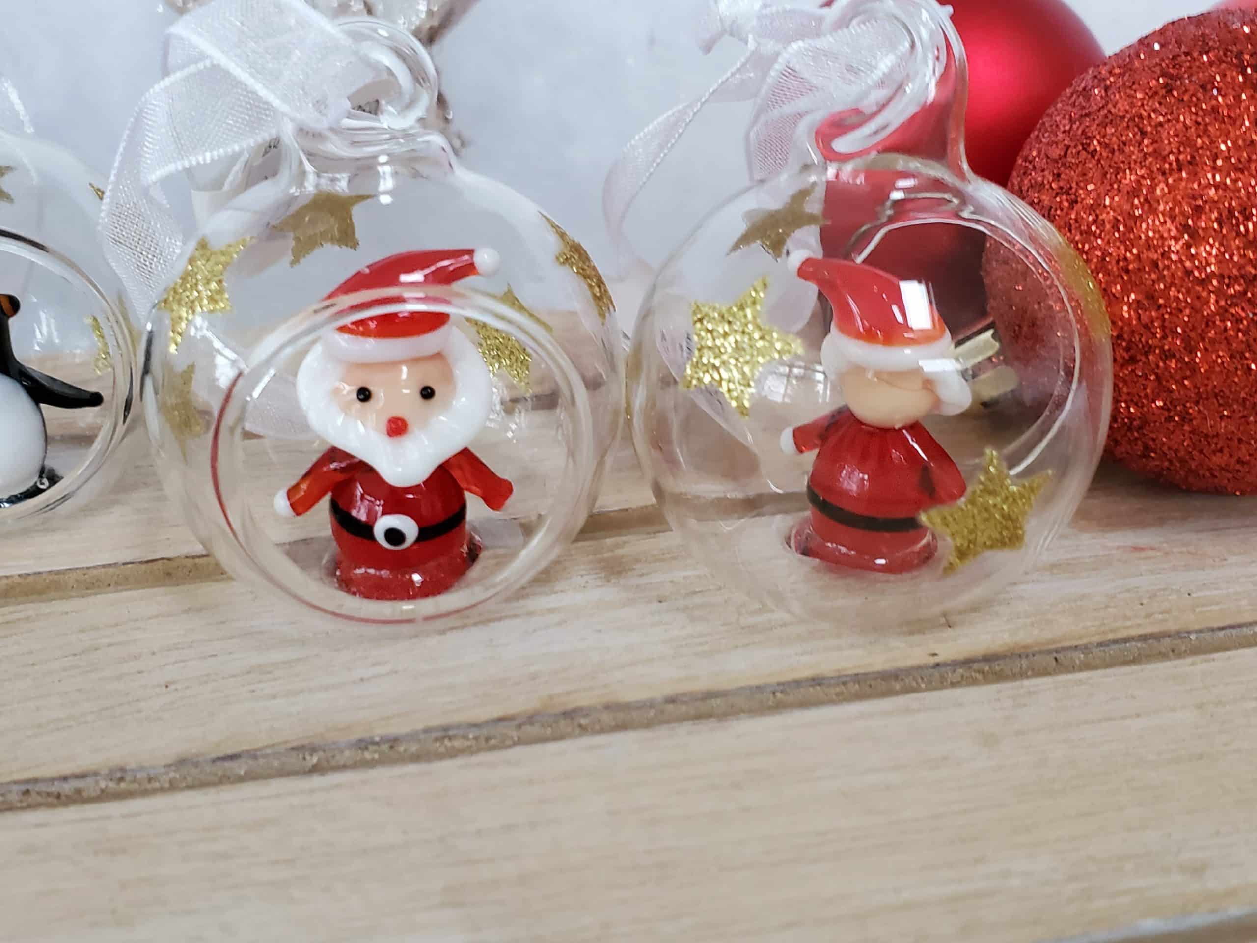 Glass Bauble with Penguin or Santa