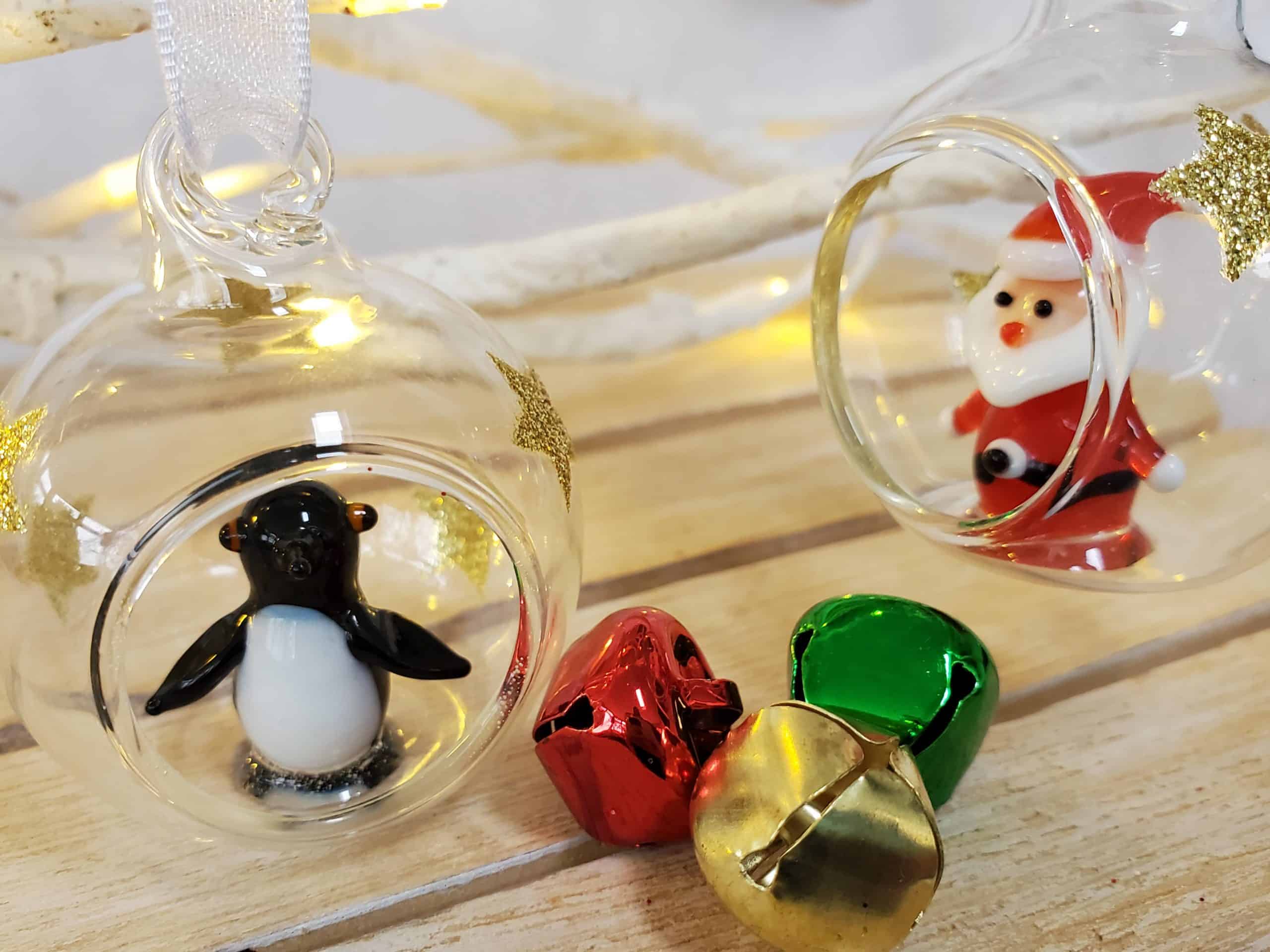 Glass Bauble with Penguin or Santa