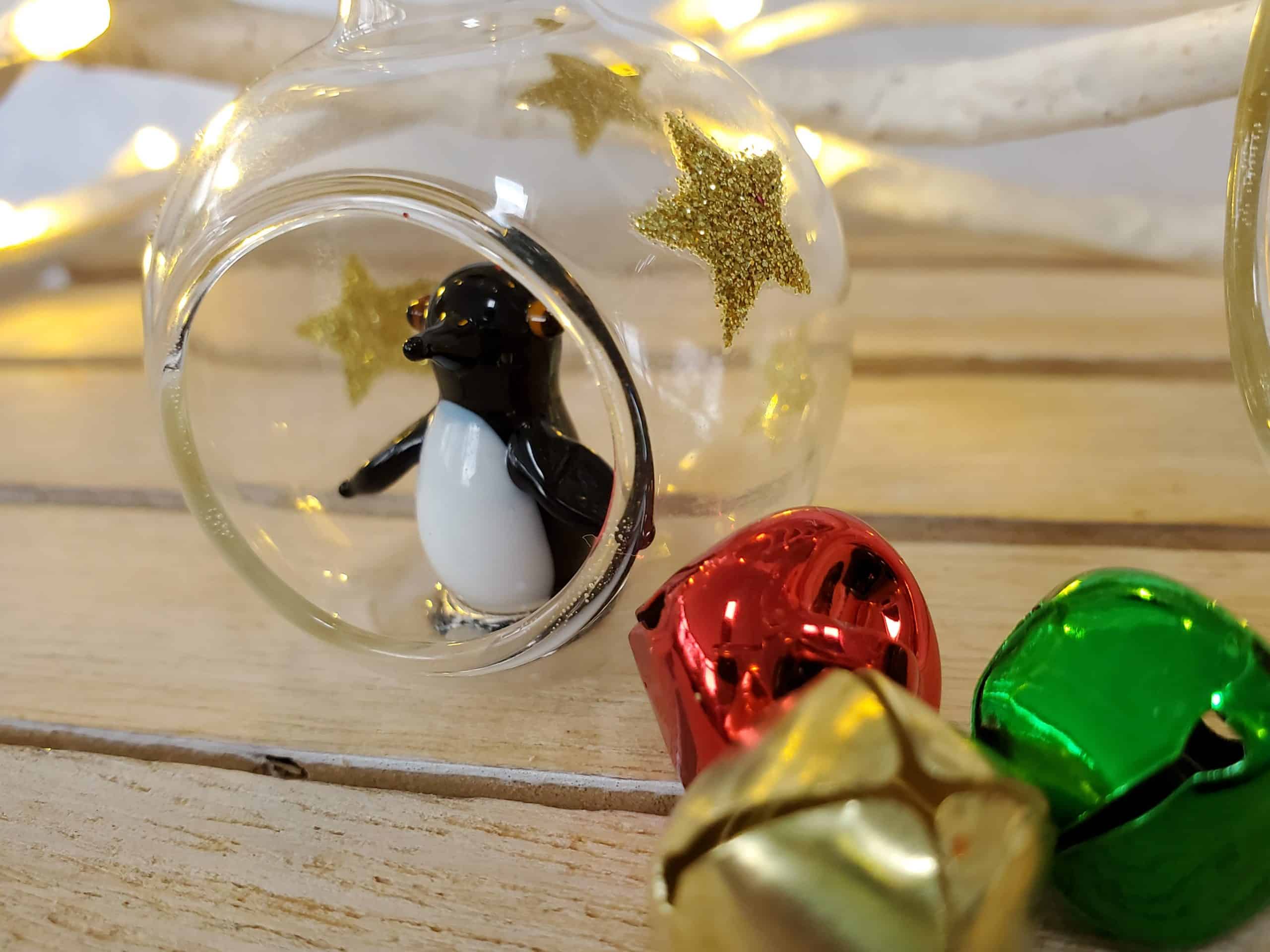 Glass Bauble with Penguin or Santa