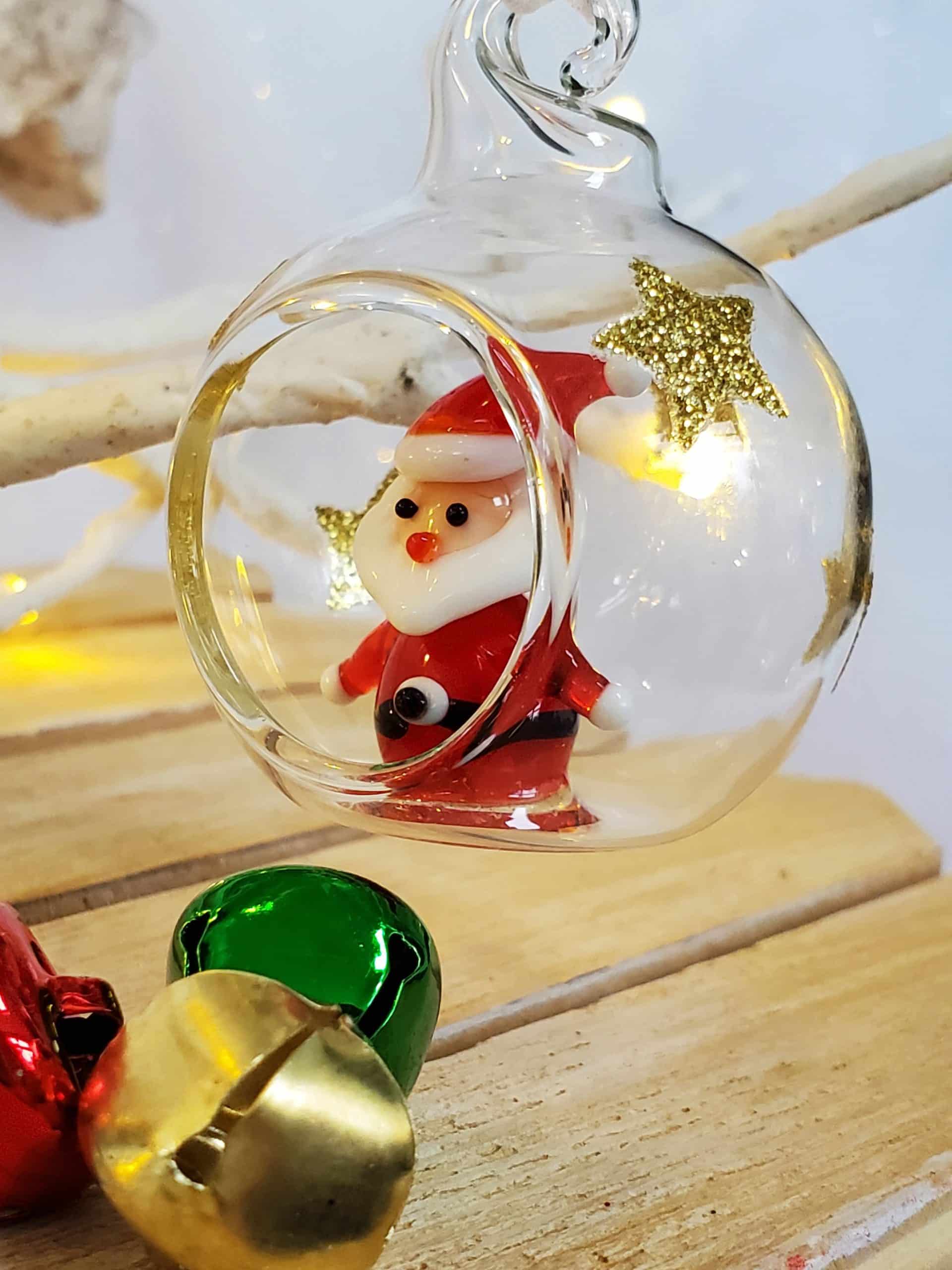 Glass Bauble with Penguin or Santa