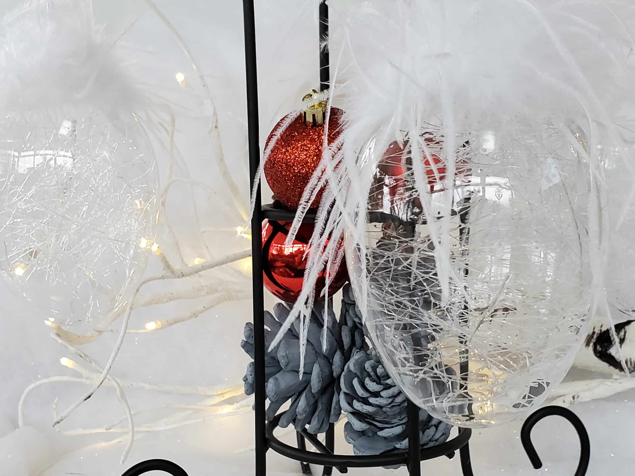 Festive Feather Glass Bauble