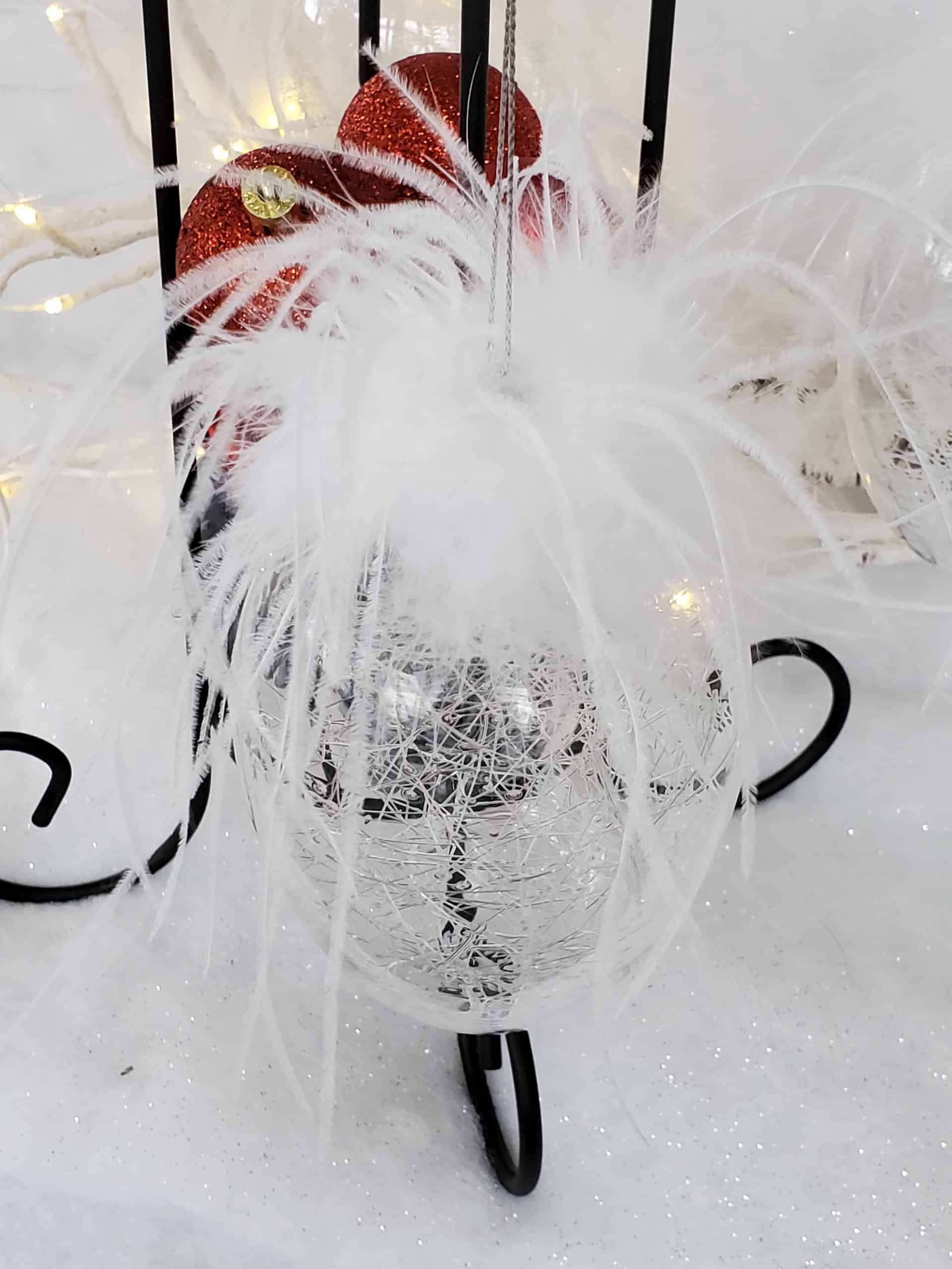 Festive Feather Glass Bauble