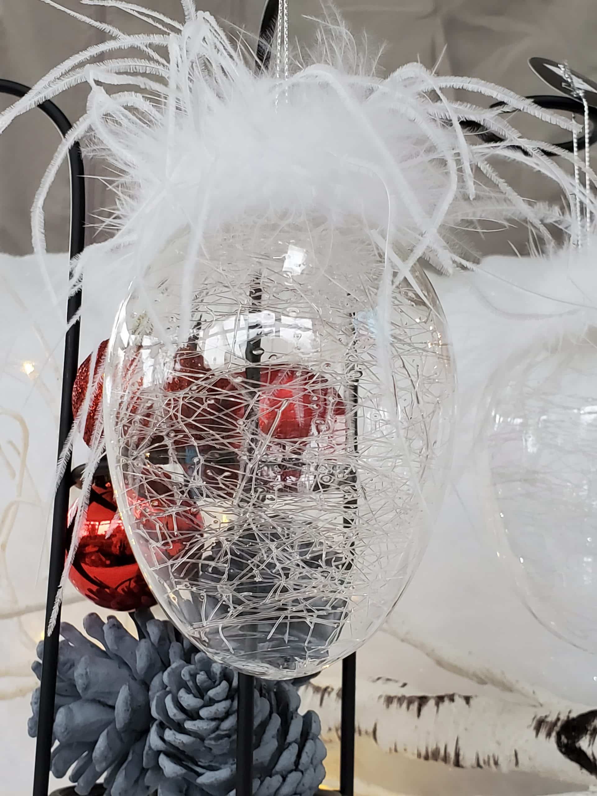 Festive Feather Glass Bauble