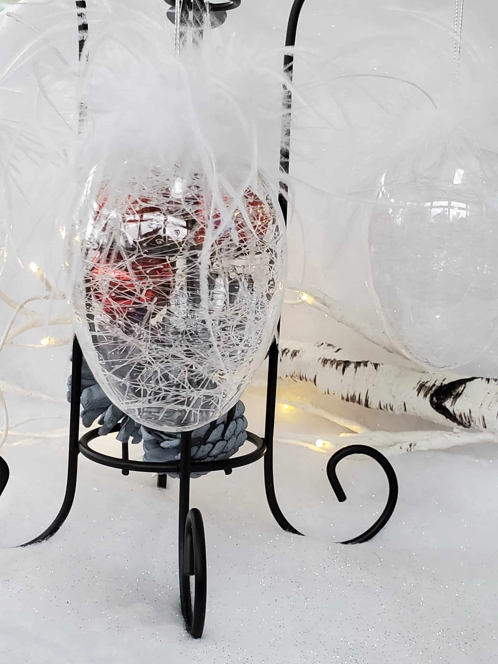 Festive Feather Glass Bauble
