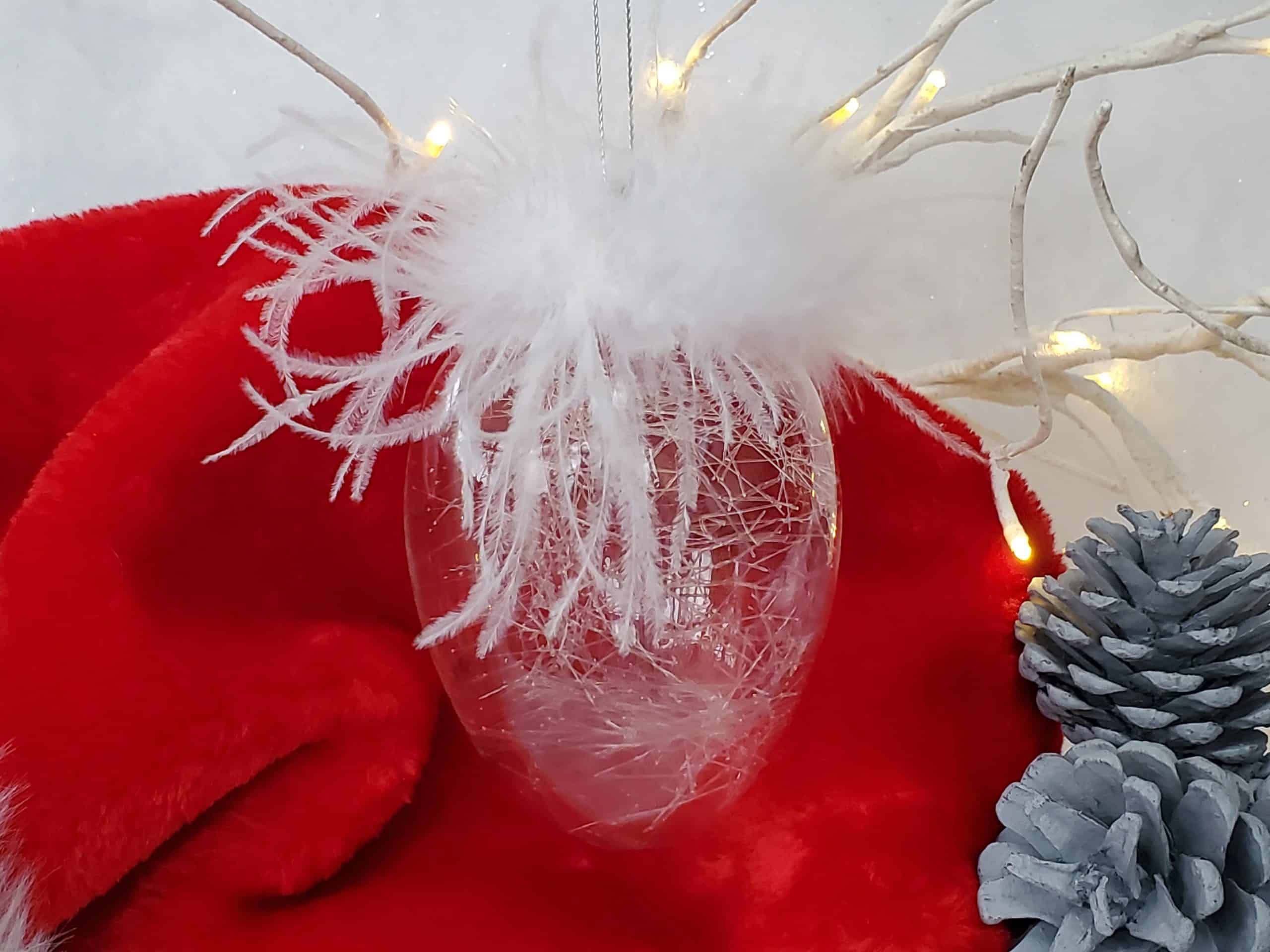 Festive Feather Glass Bauble
