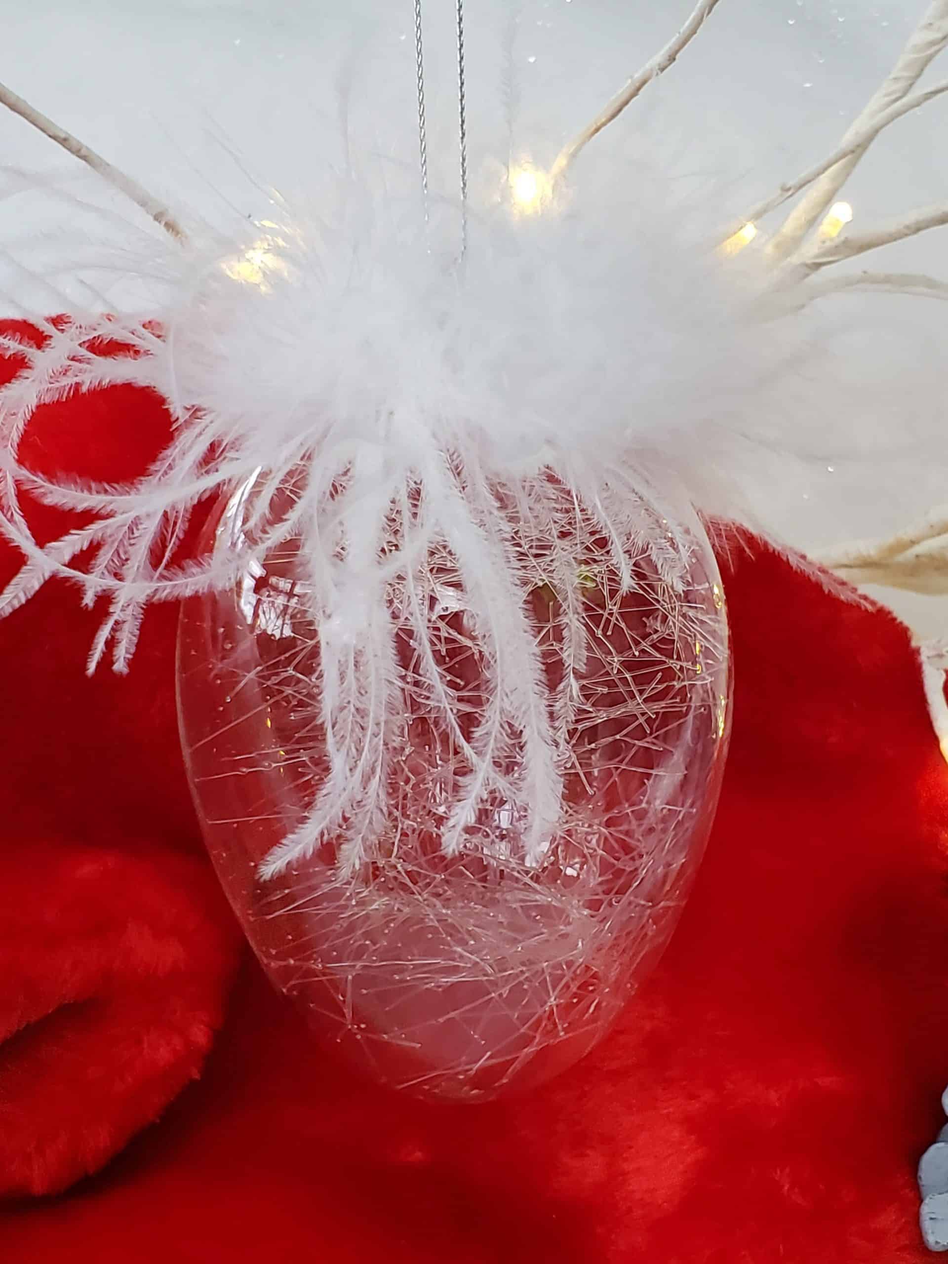 Festive Feather Glass Bauble