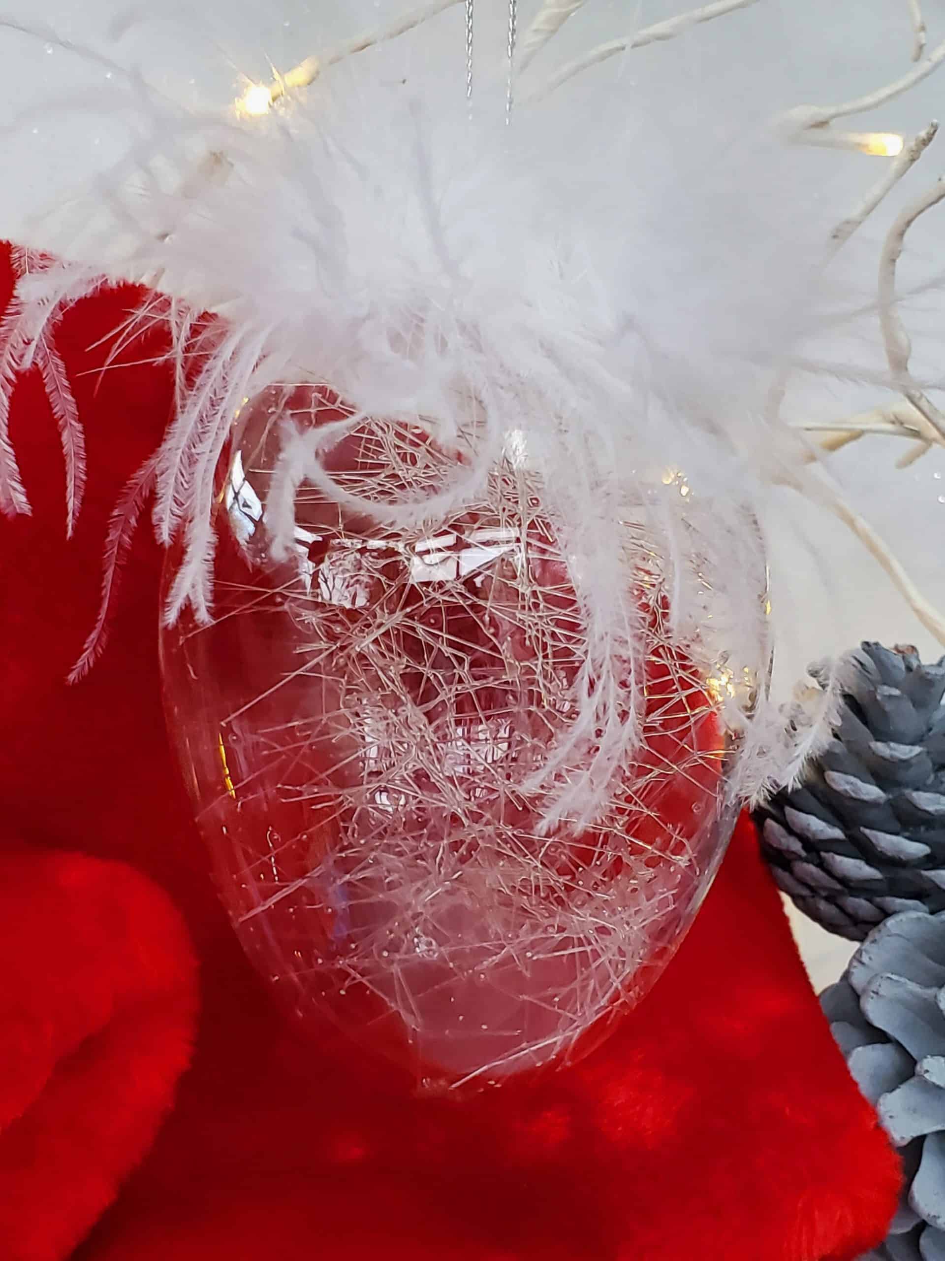 Festive Feather Glass Bauble
