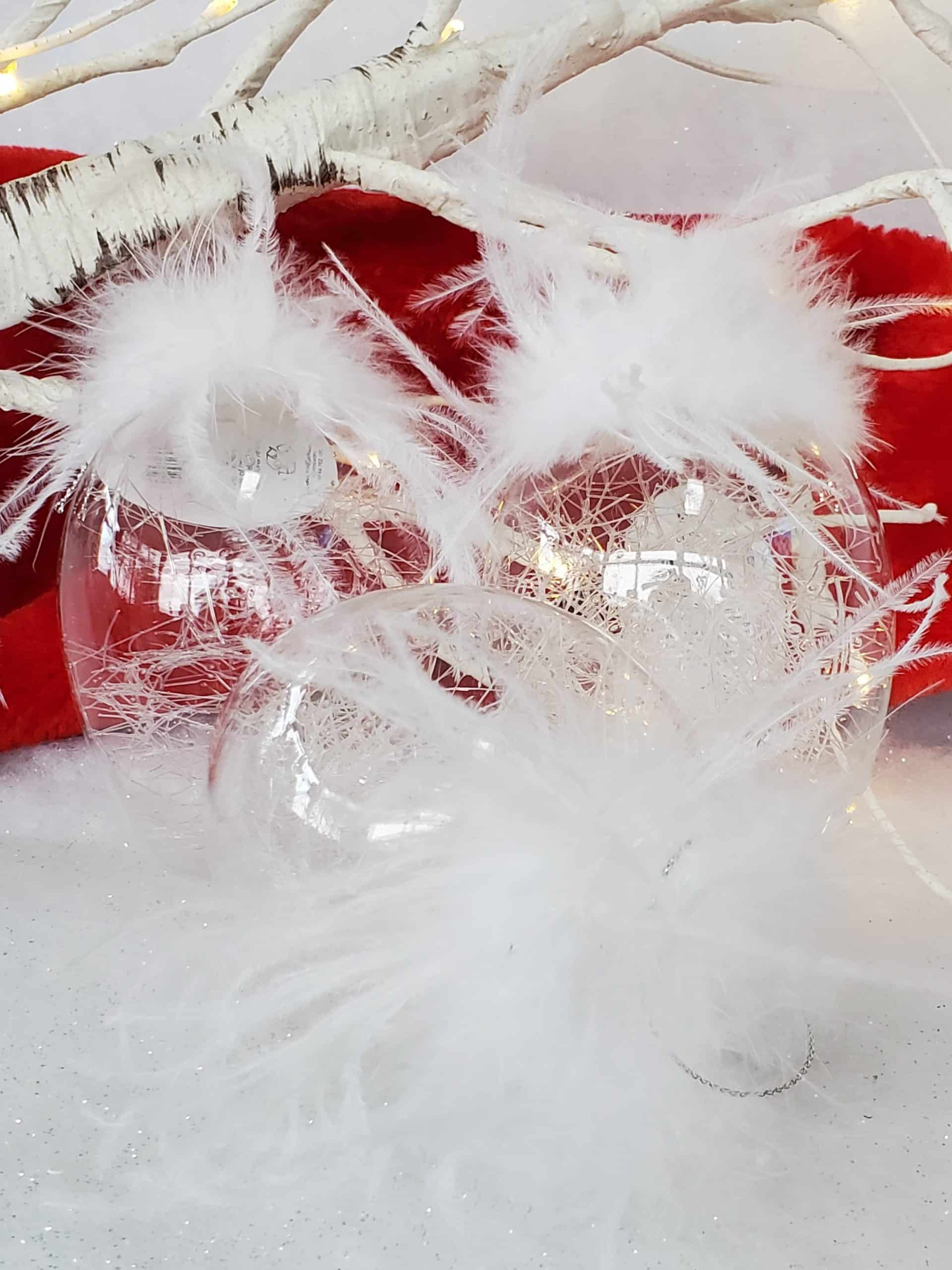 Festive Feather Glass Bauble