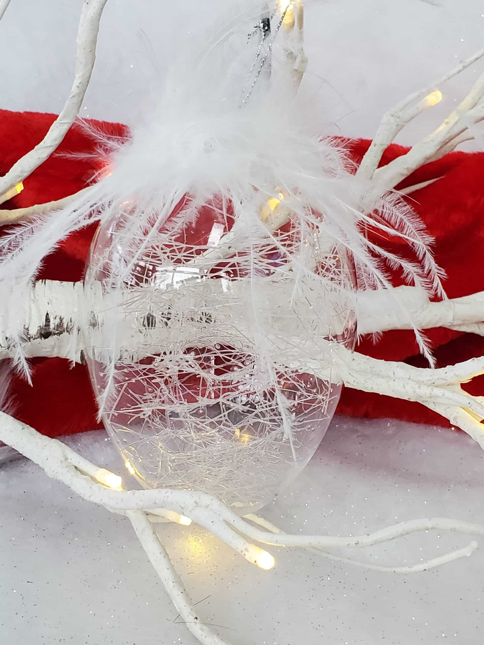 Festive Feather Glass Bauble