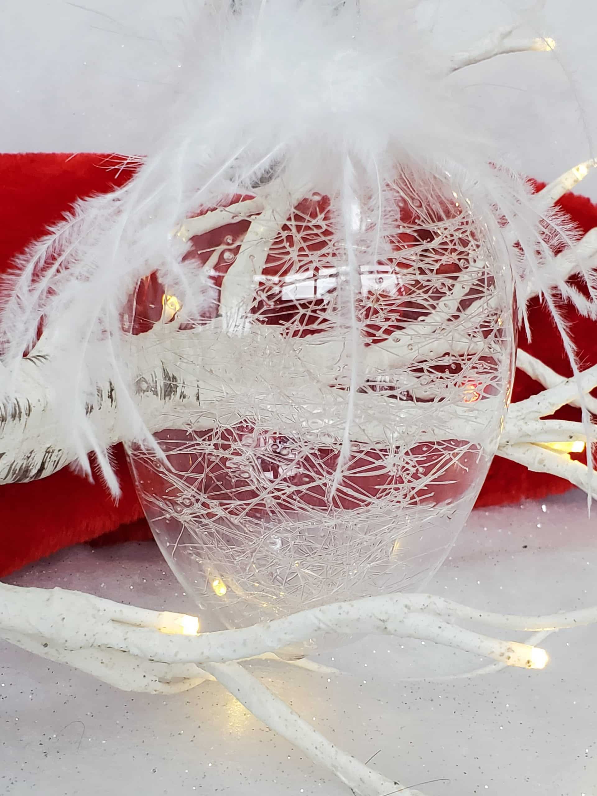 Festive Feather Glass Bauble