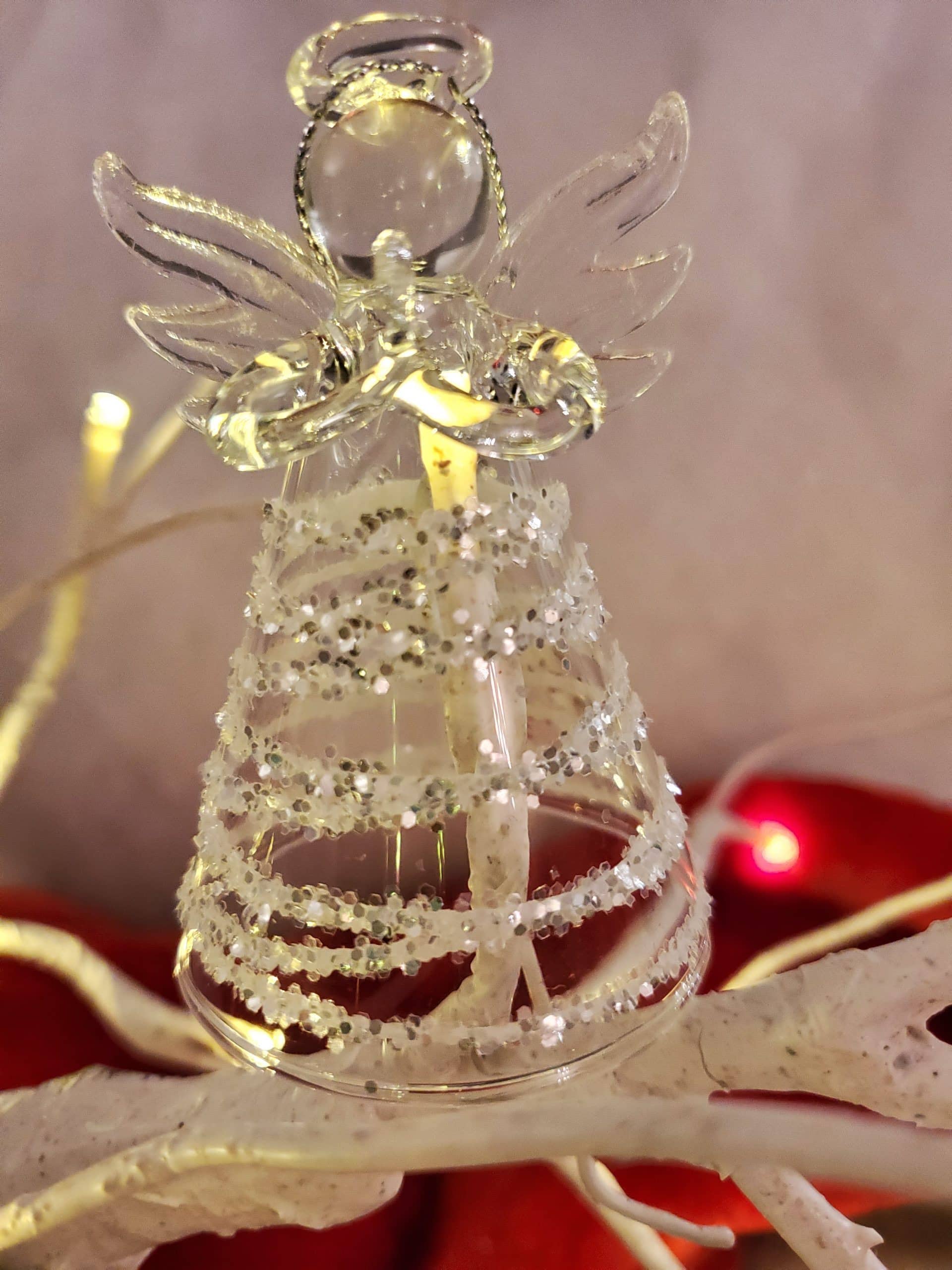 Glass Angel with Glitter Design