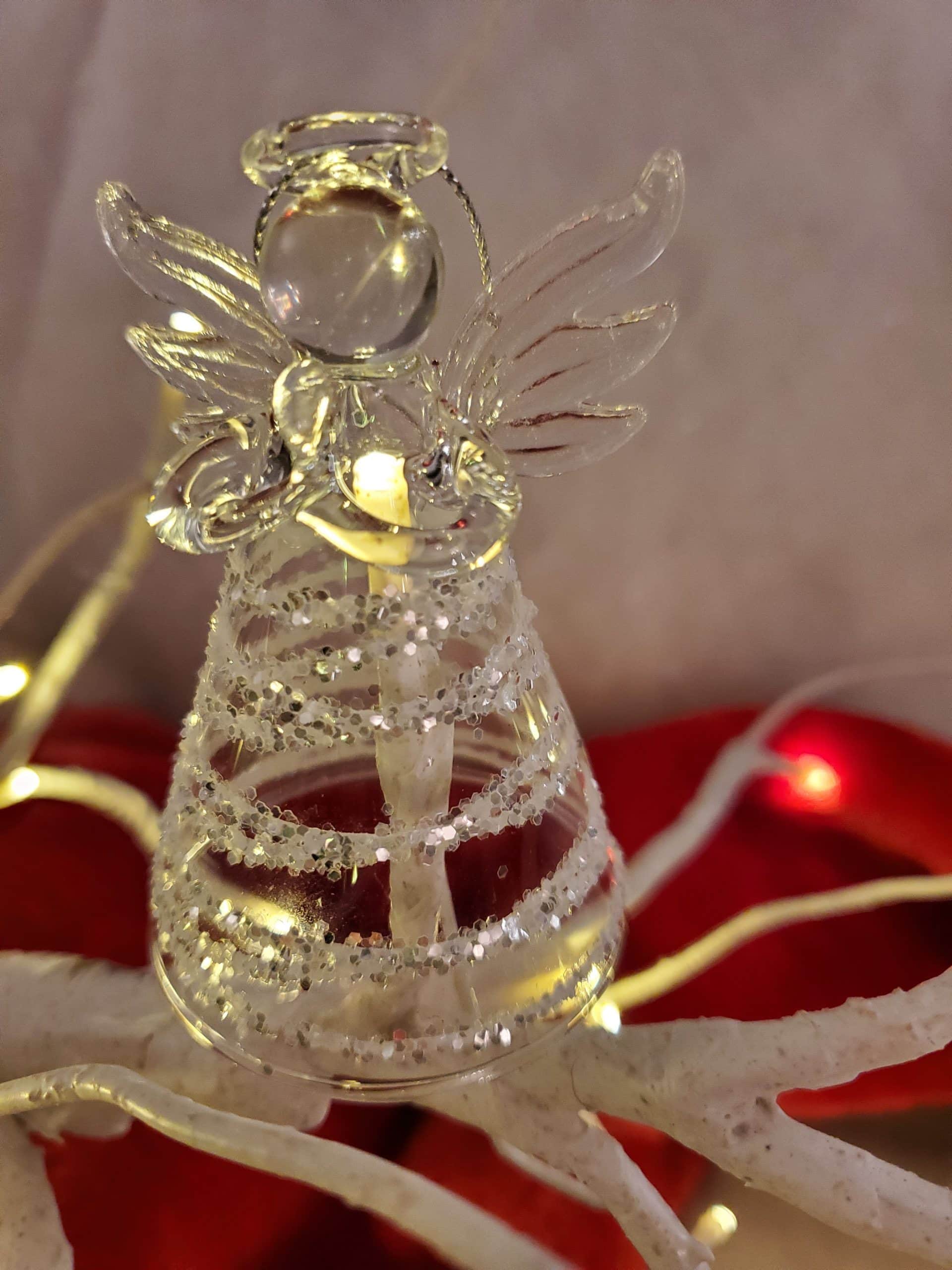 Glass Angel with Glitter Design