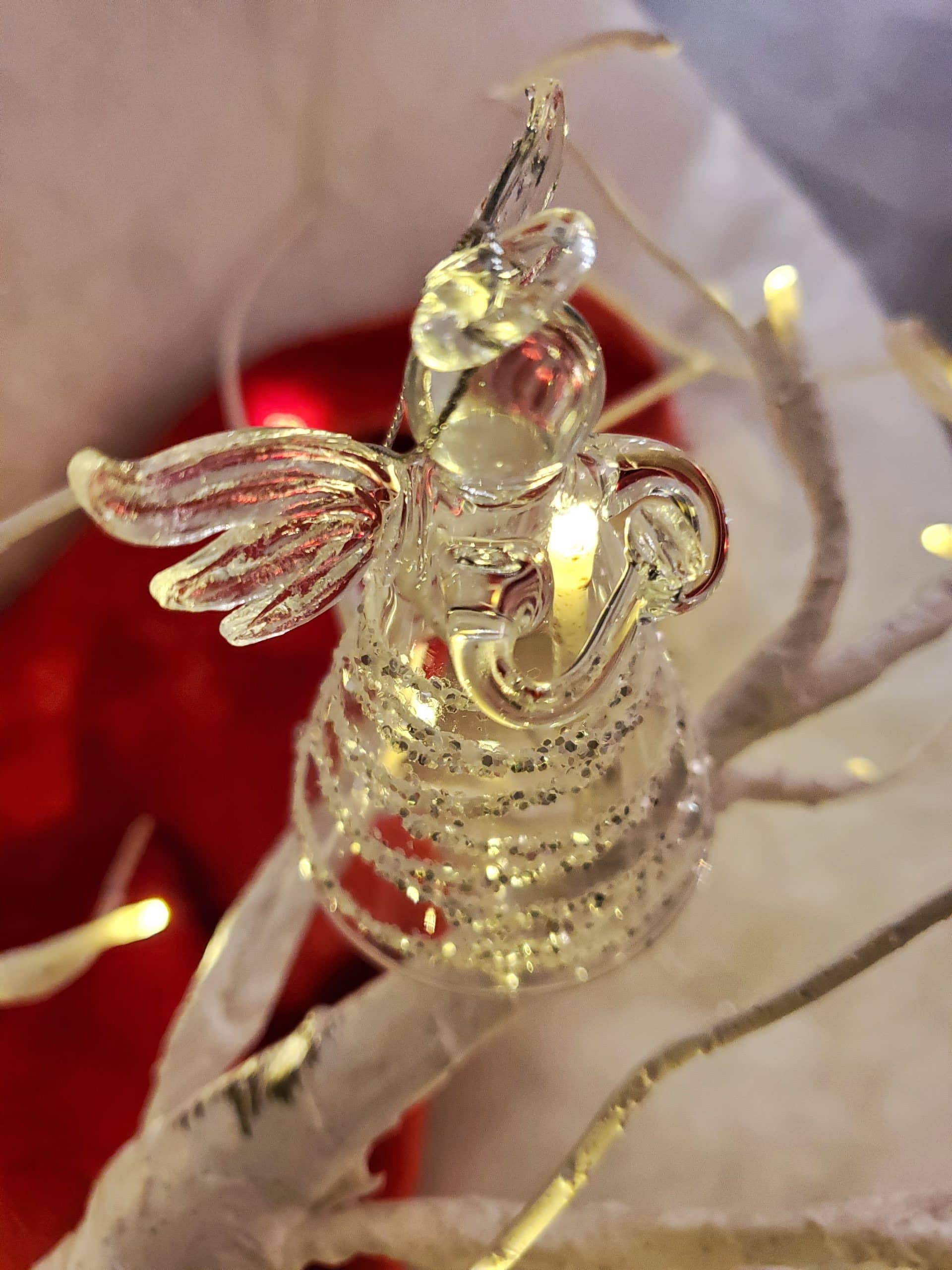 Glass Angel with Glitter Design