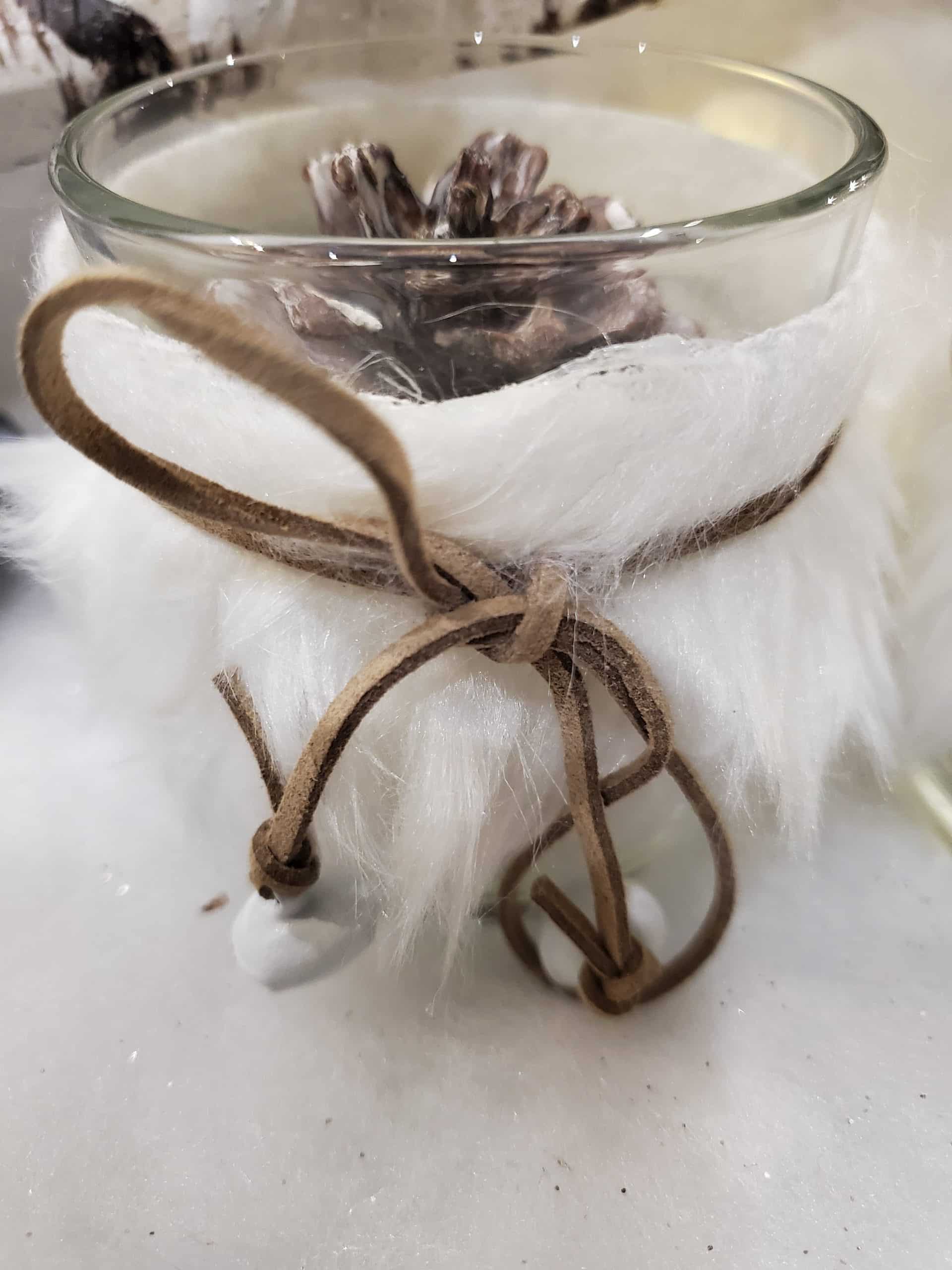 Tealight Holder with Fur Trim