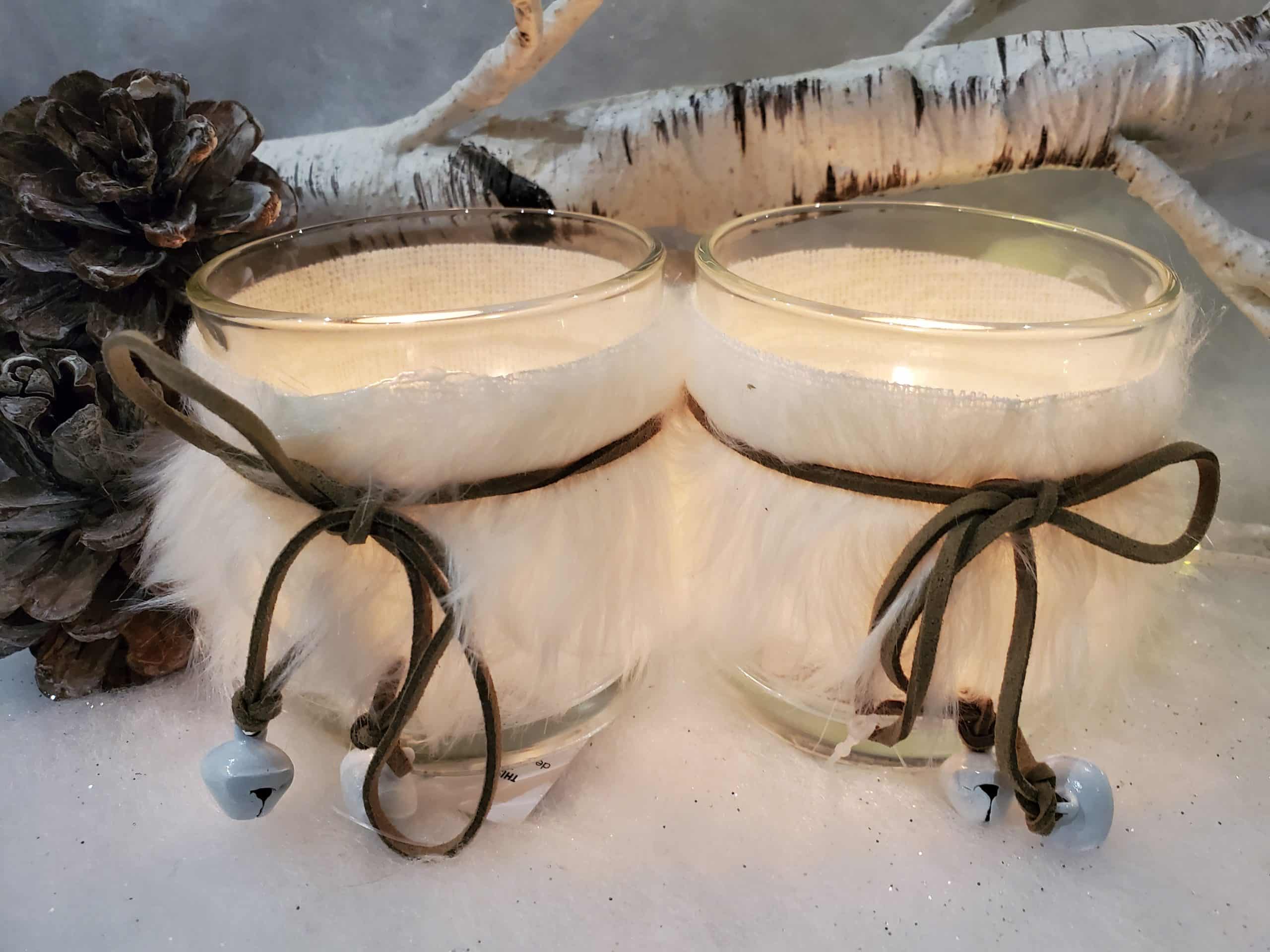 Tealight Holder with Fur Trim