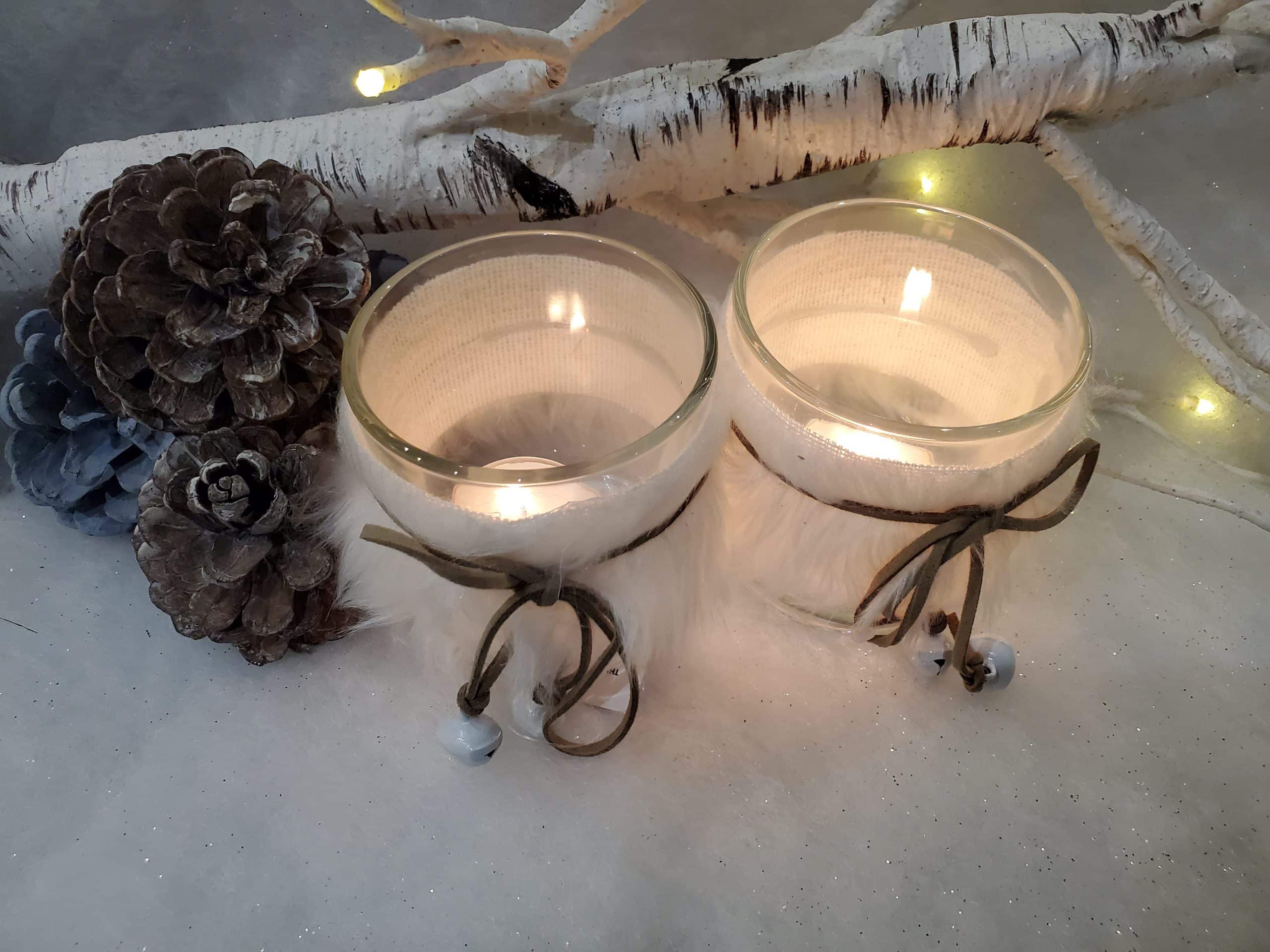 Tealight Holder with Fur Trim