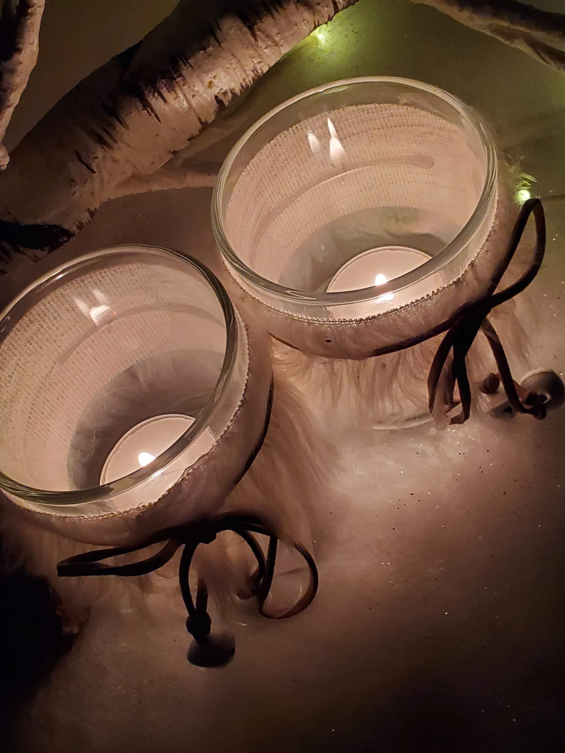 Tealight Holder with Fur Trim