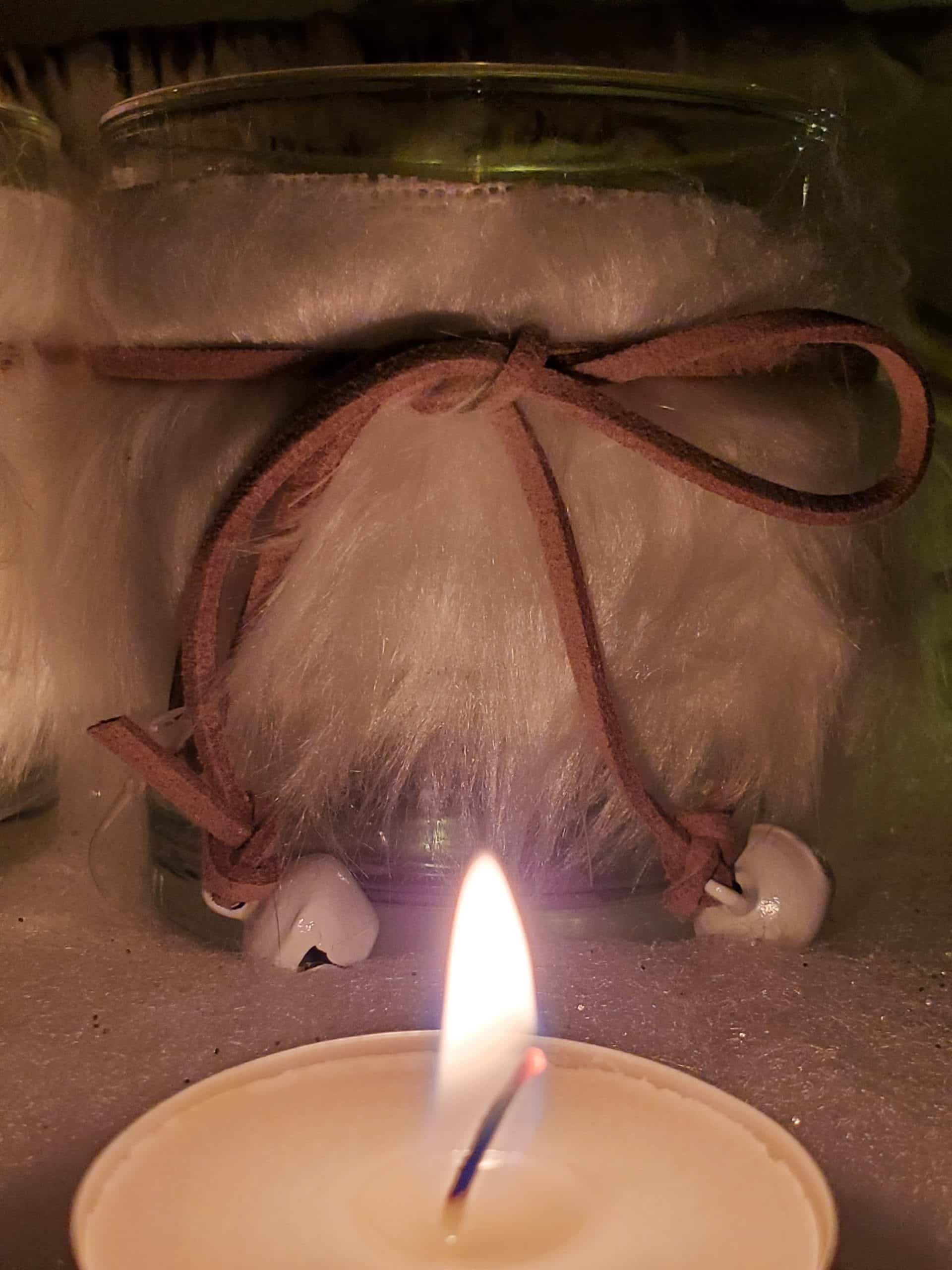 Tealight Holder with Fur Trim