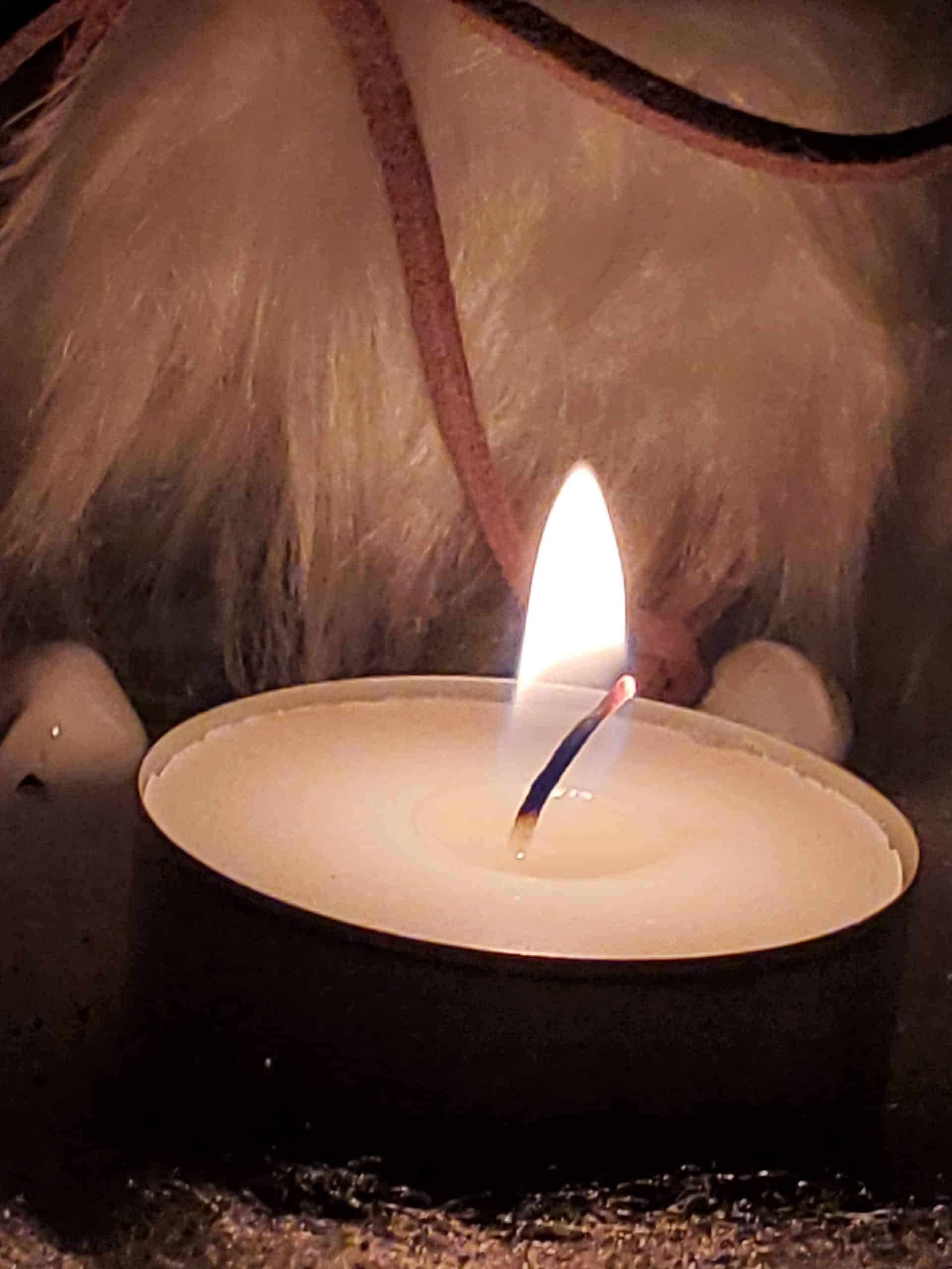 Tealight Holder with Fur Trim