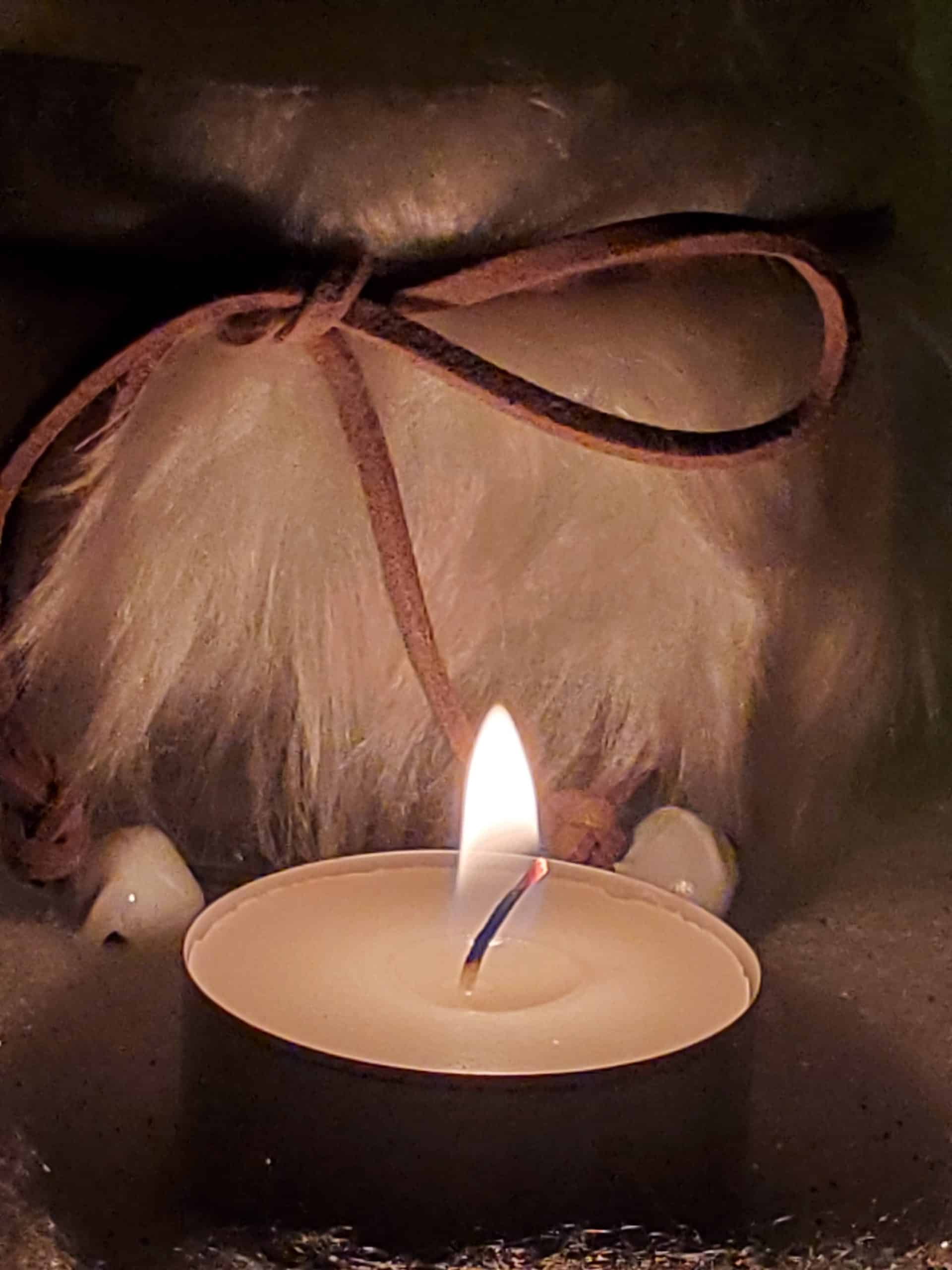 Tealight Holder with Fur Trim