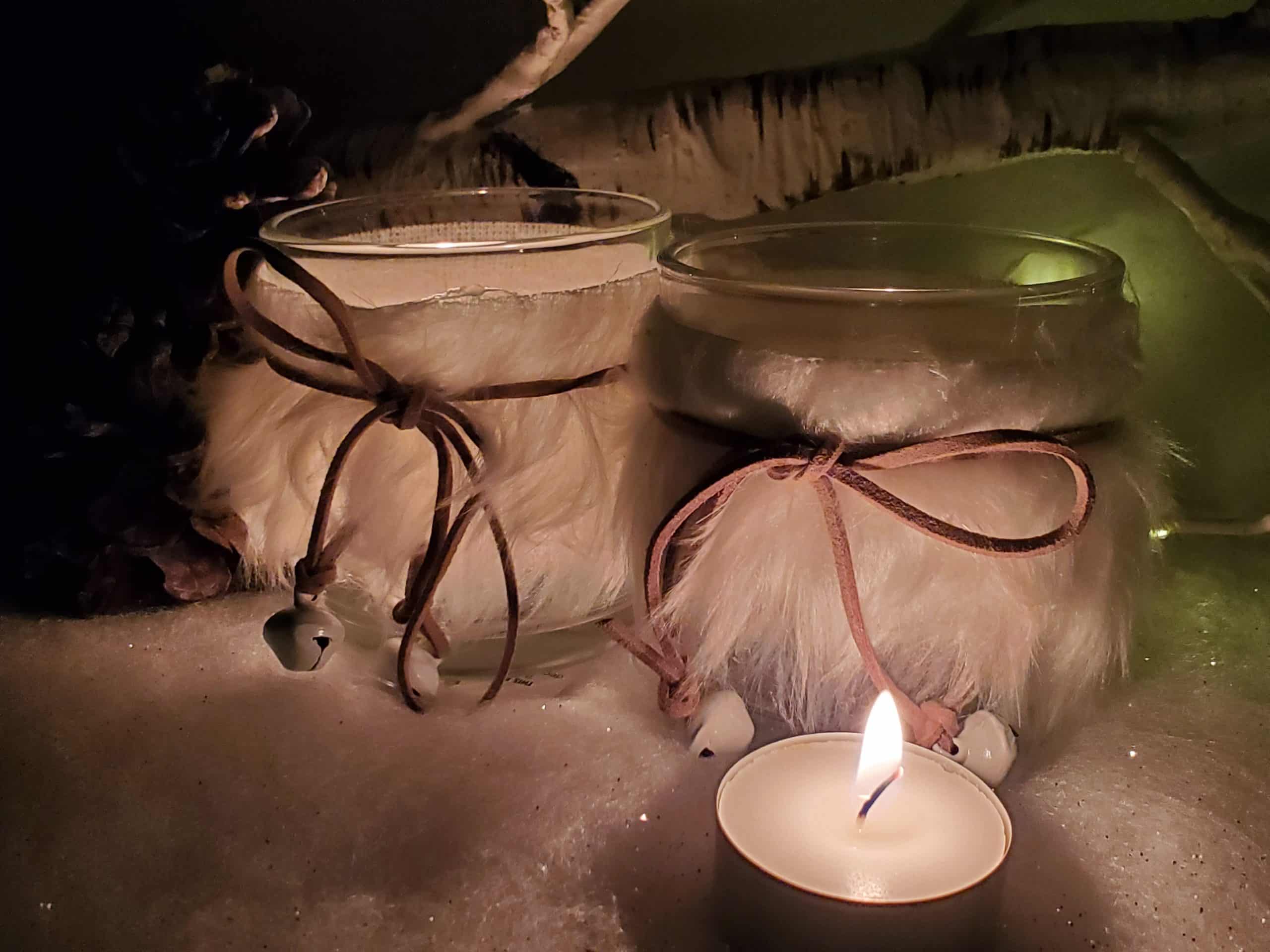 Tealight Holder with Fur Trim