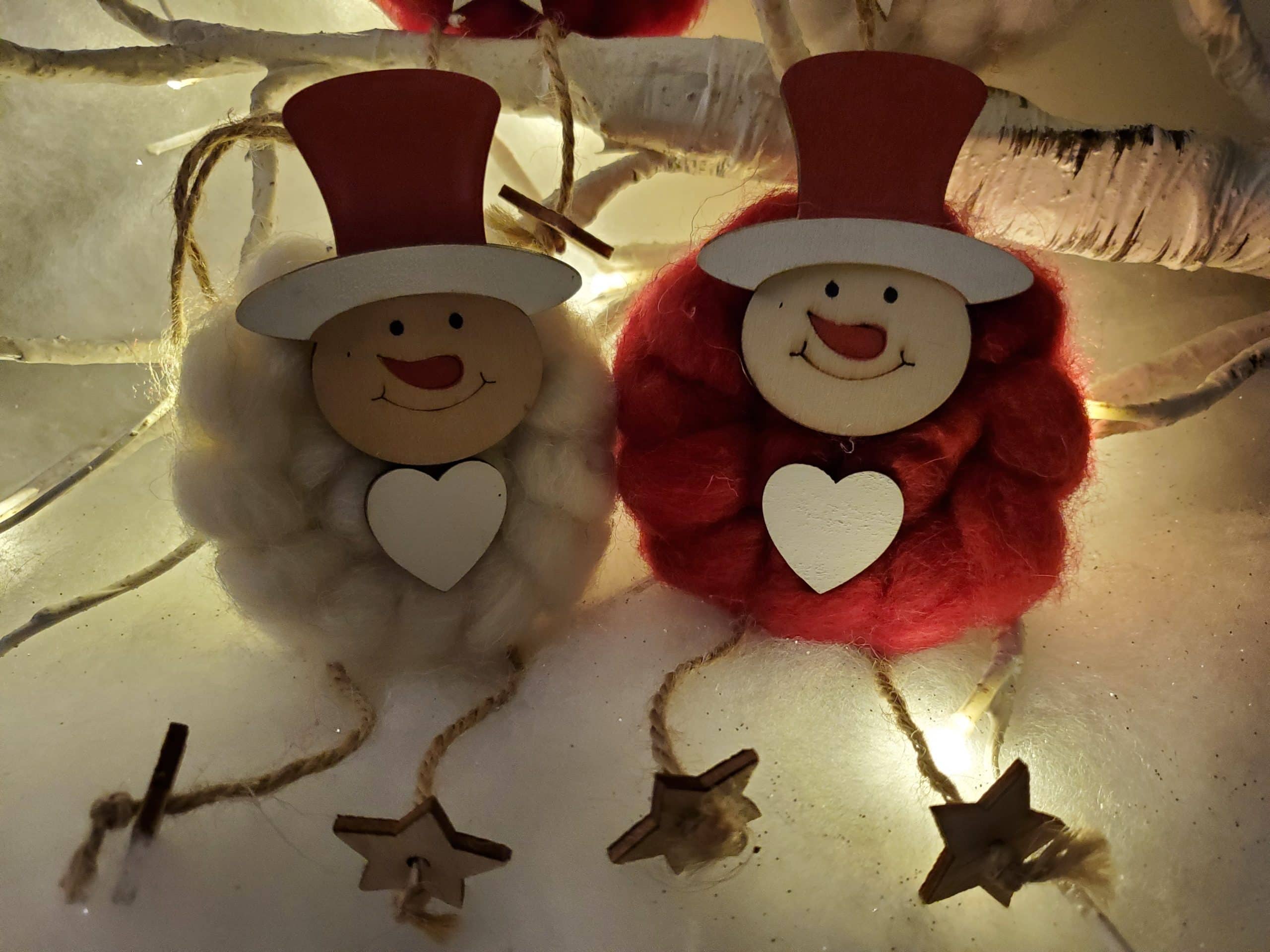 Woolly Santa and Snowman Hanging Decoration