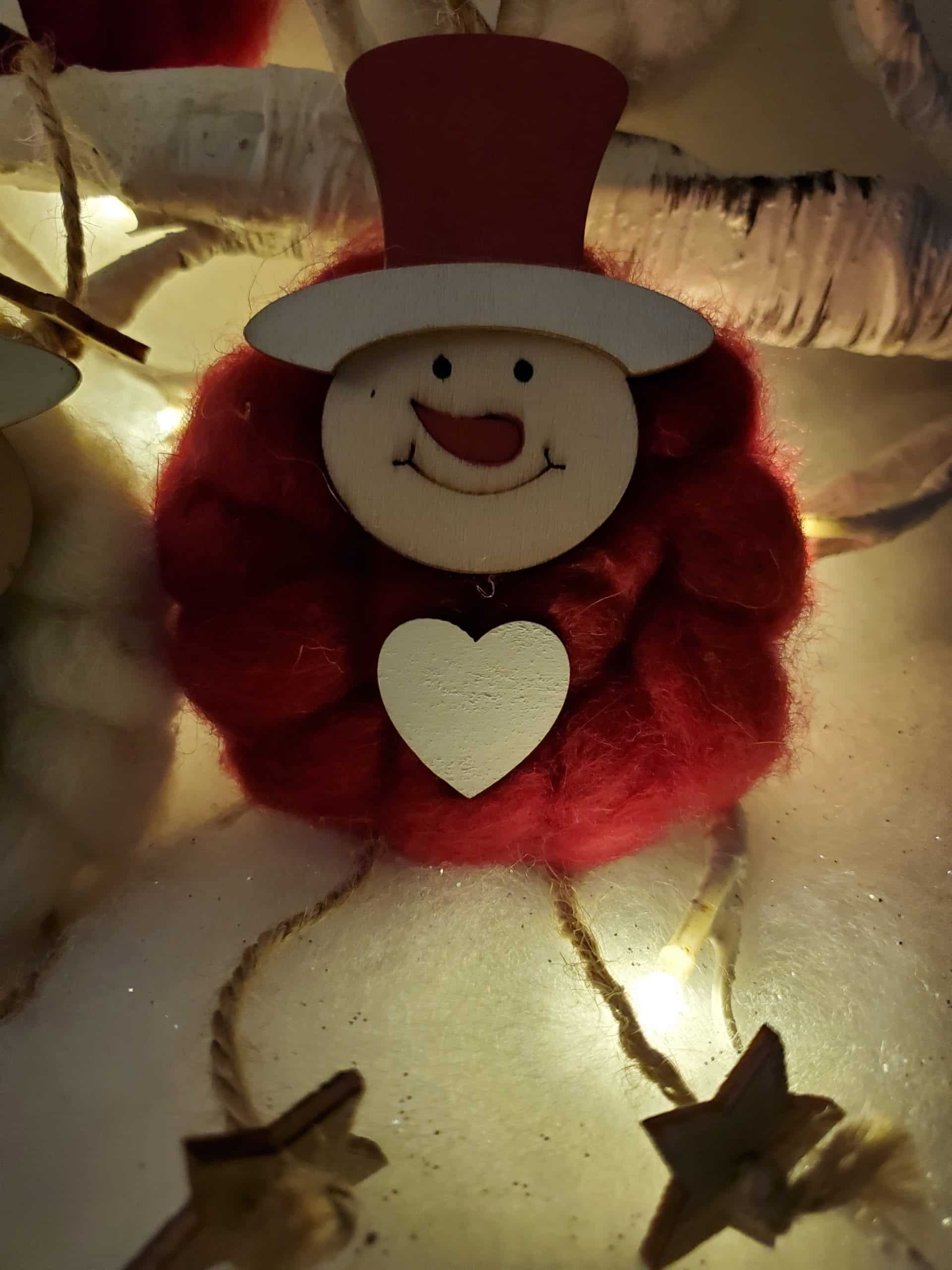 Woolly Santa and Snowman Hanging Decoration