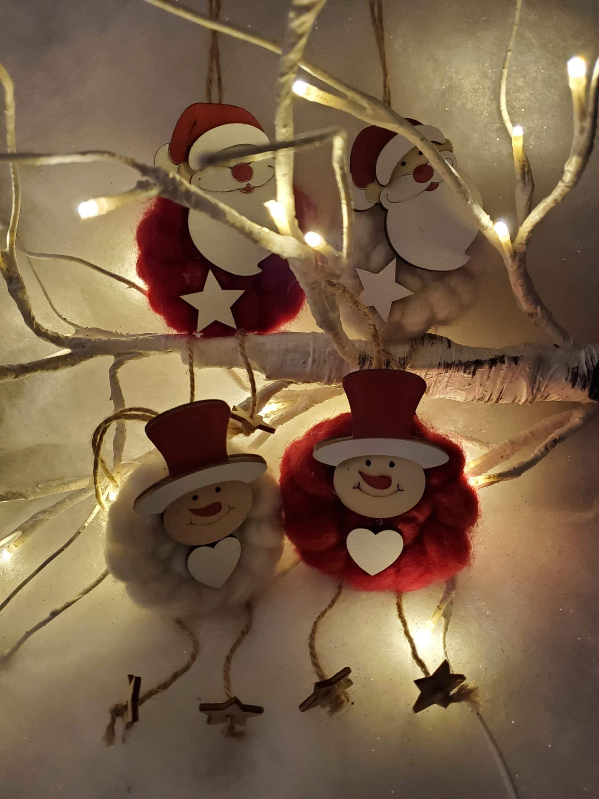 Woolly Santa and Snowman Hanging Decoration