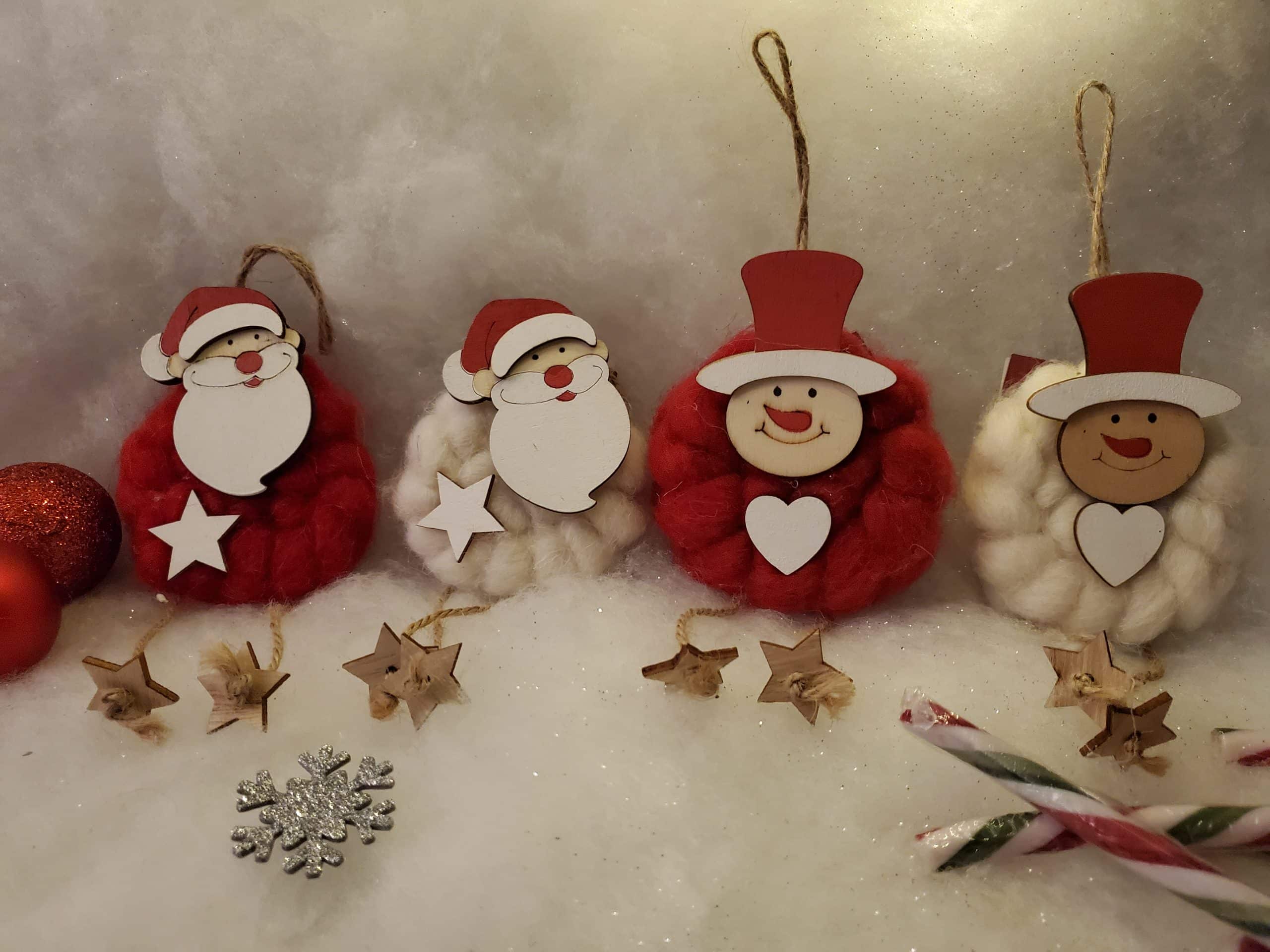 Woolly Santa and Snowman Hanging Decoration