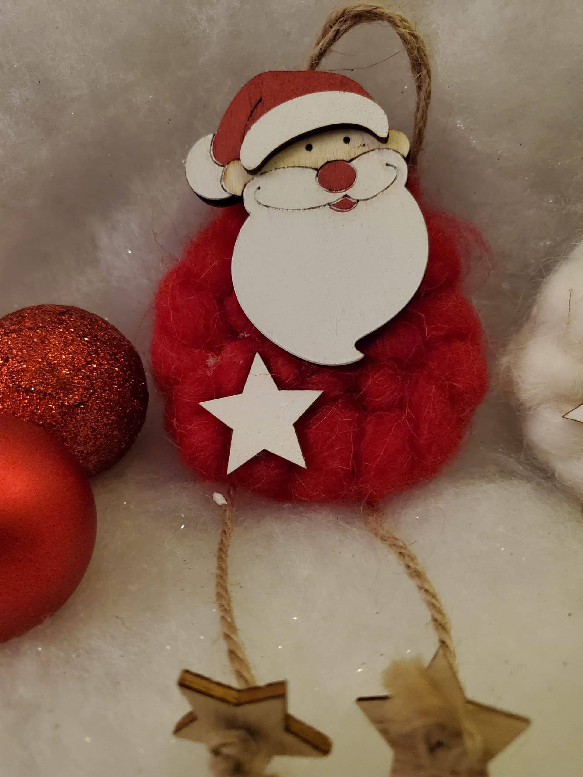 Woolly Santa and Snowman Hanging Decoration