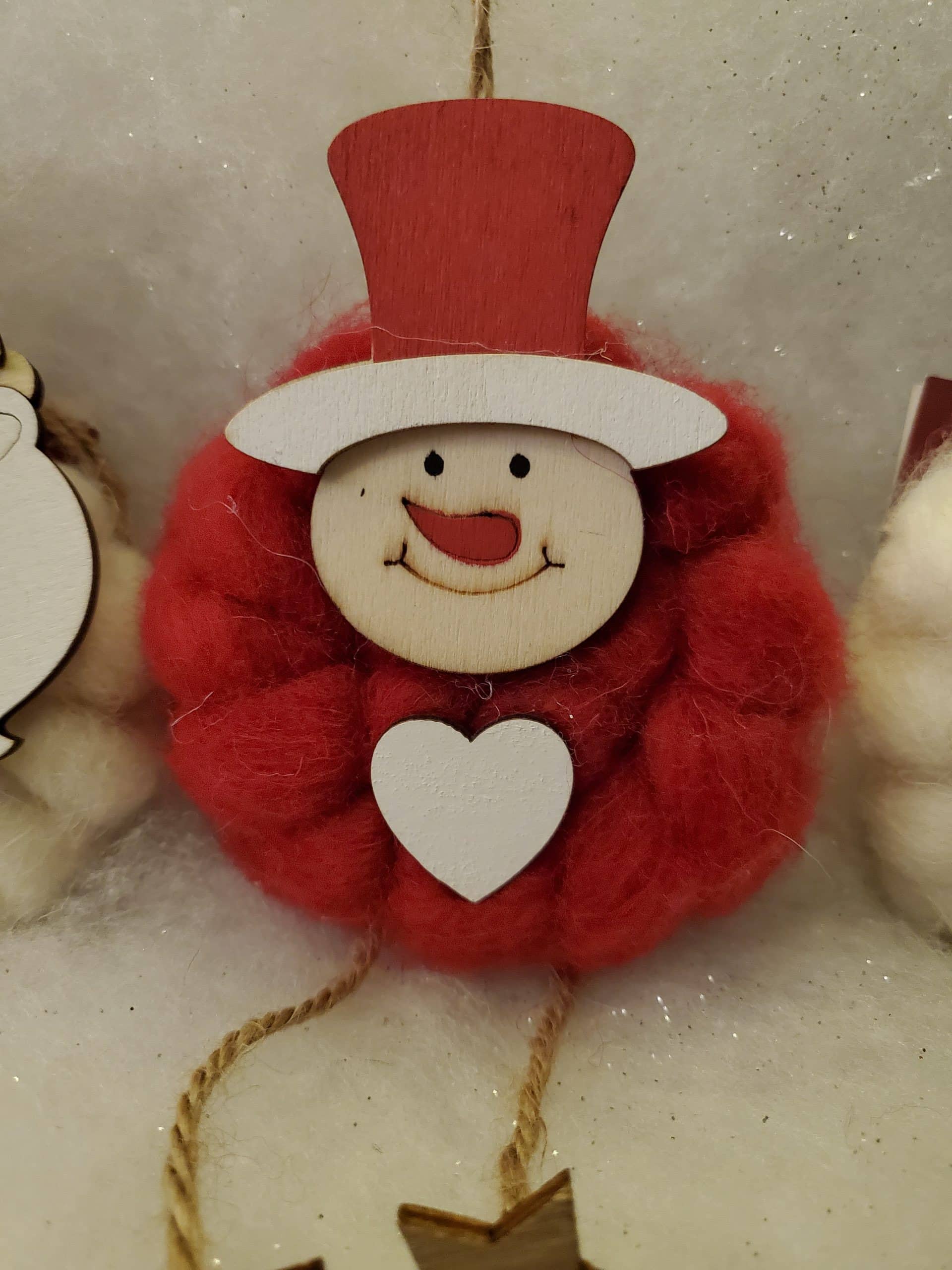 Woolly Santa and Snowman Hanging Decoration