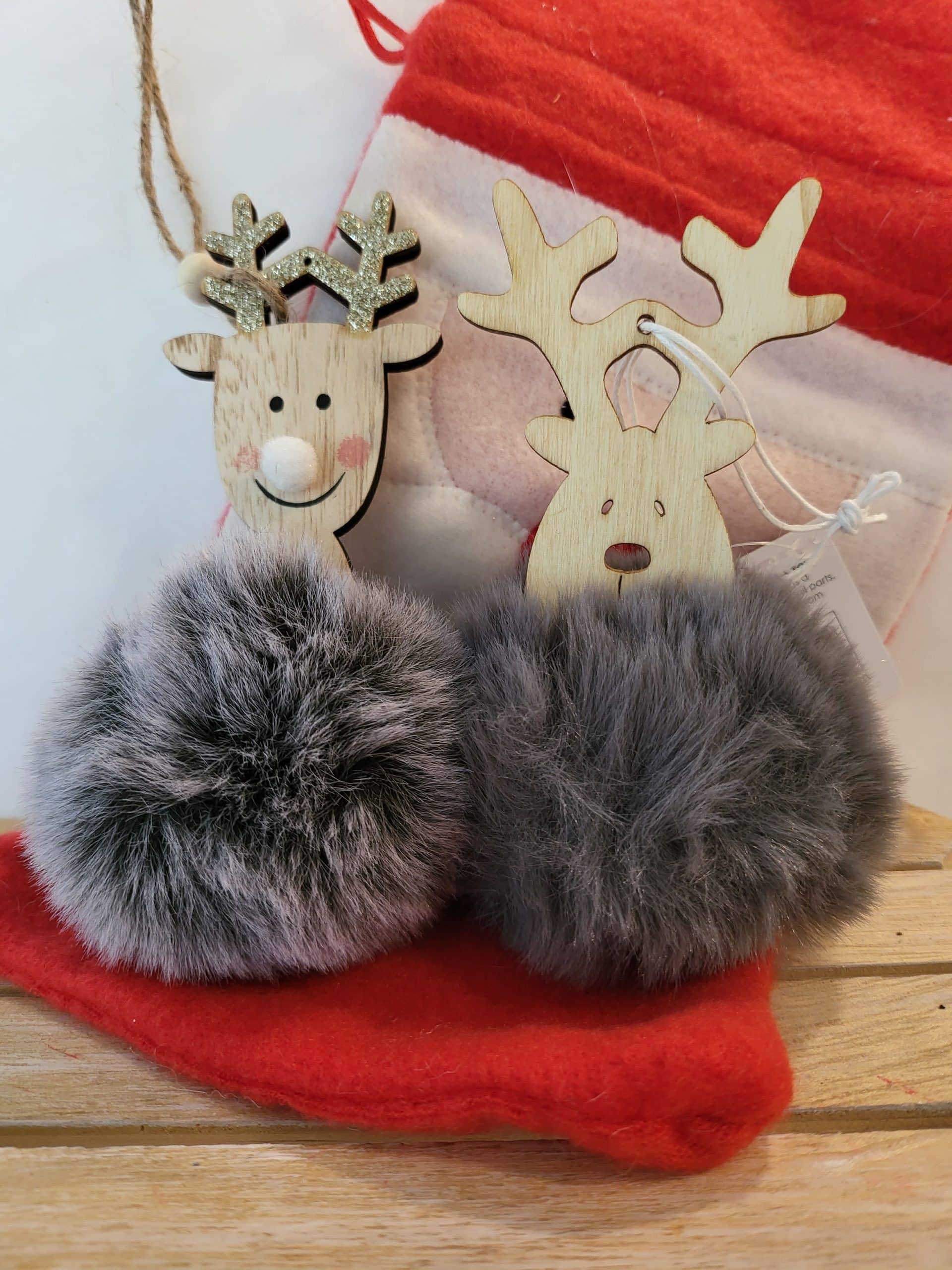 Fluffy Grey Hanging reindeer