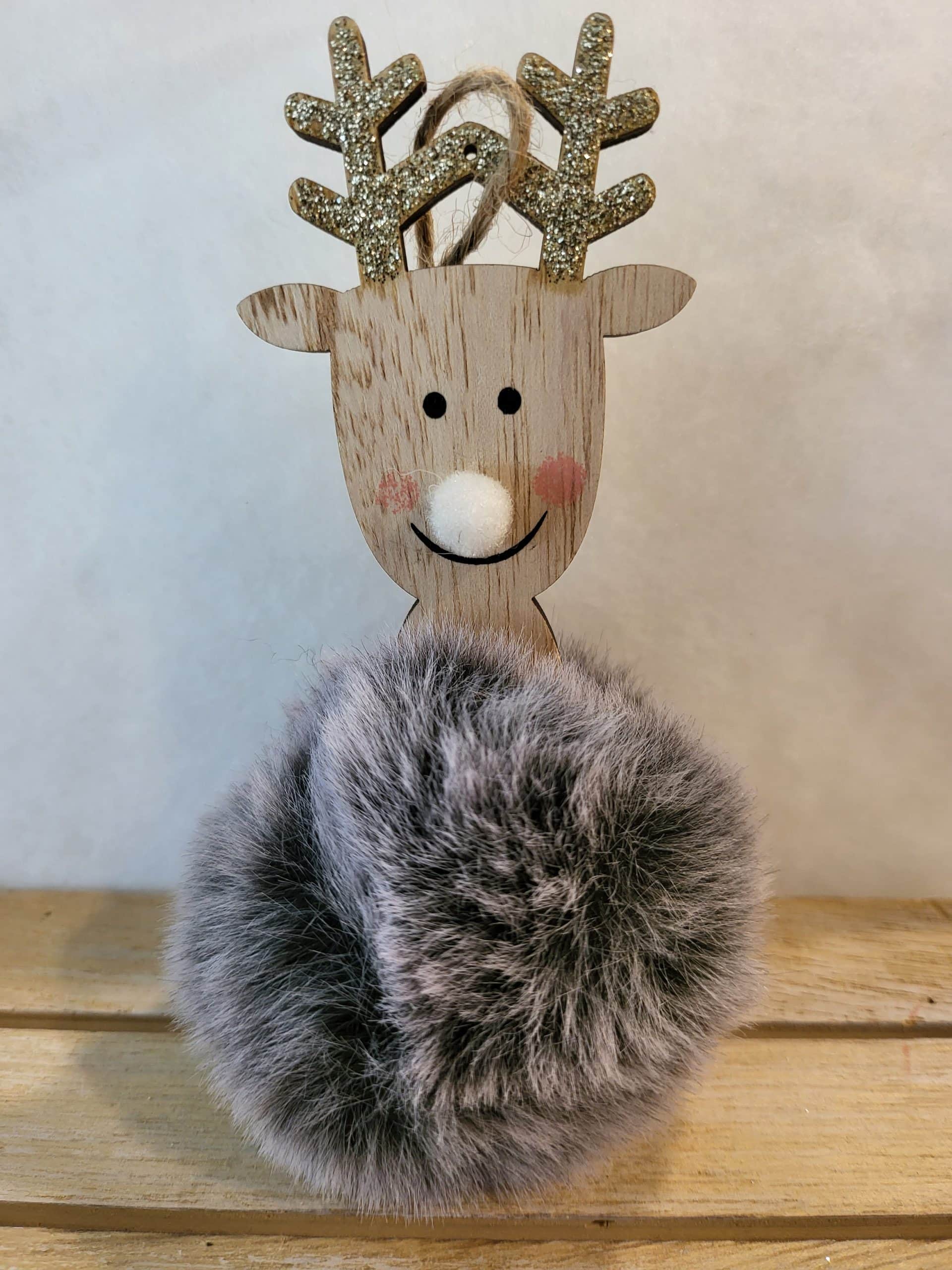 Fluffy Grey Hanging reindeer