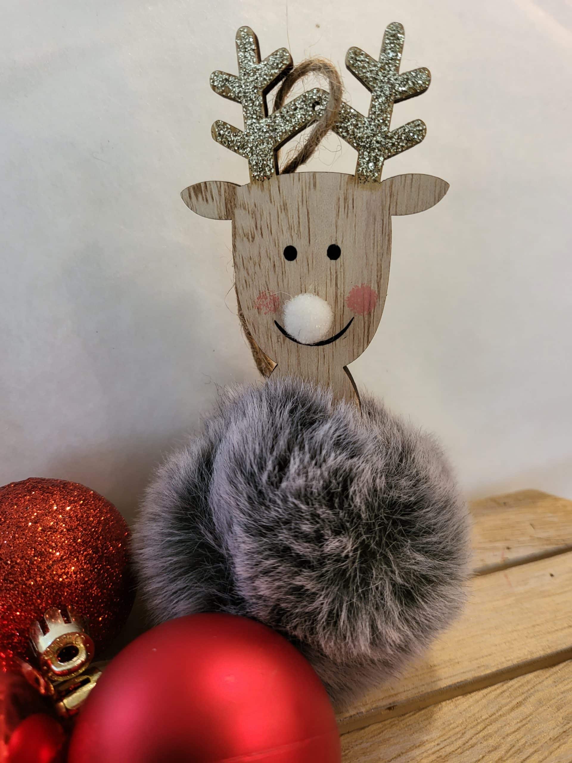 Fluffy Grey Hanging reindeer