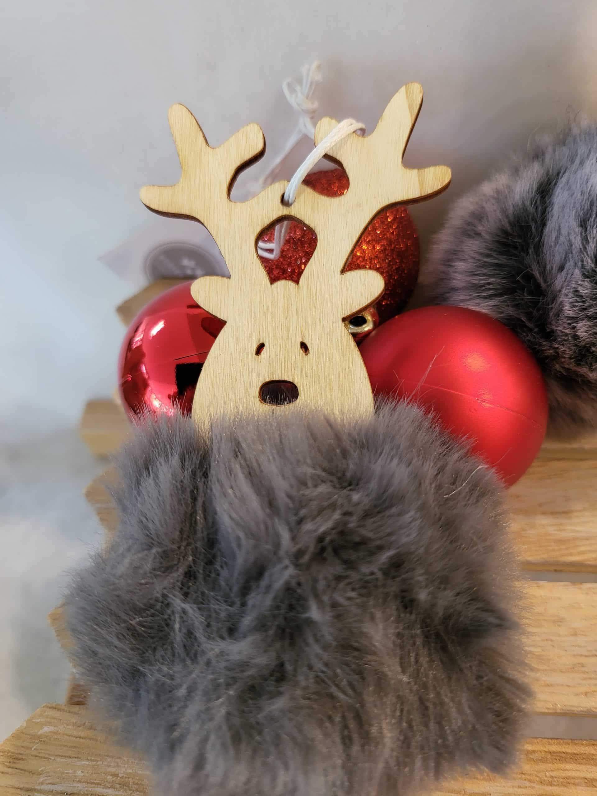 Fluffy Grey Hanging reindeer