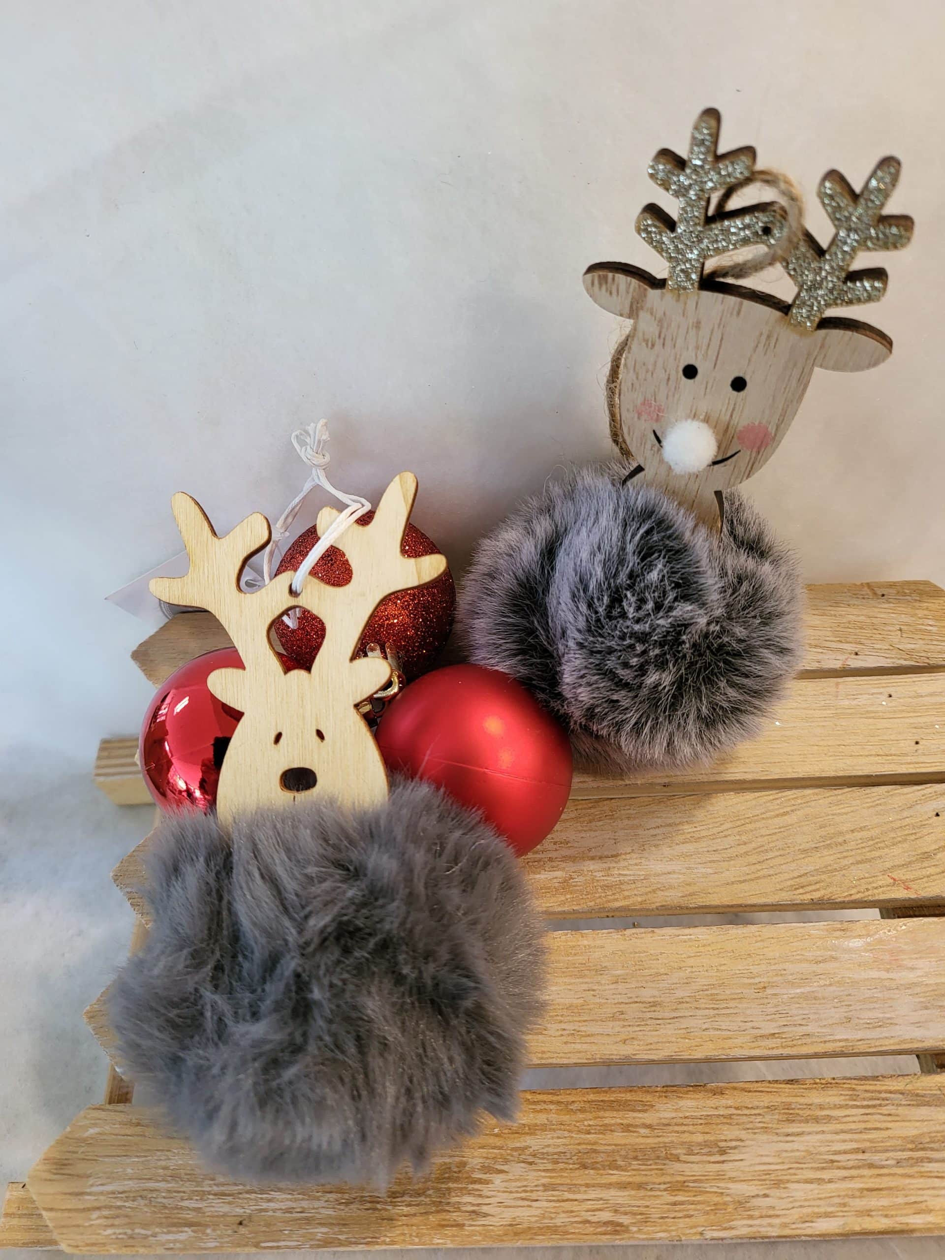 Fluffy Grey Hanging reindeer