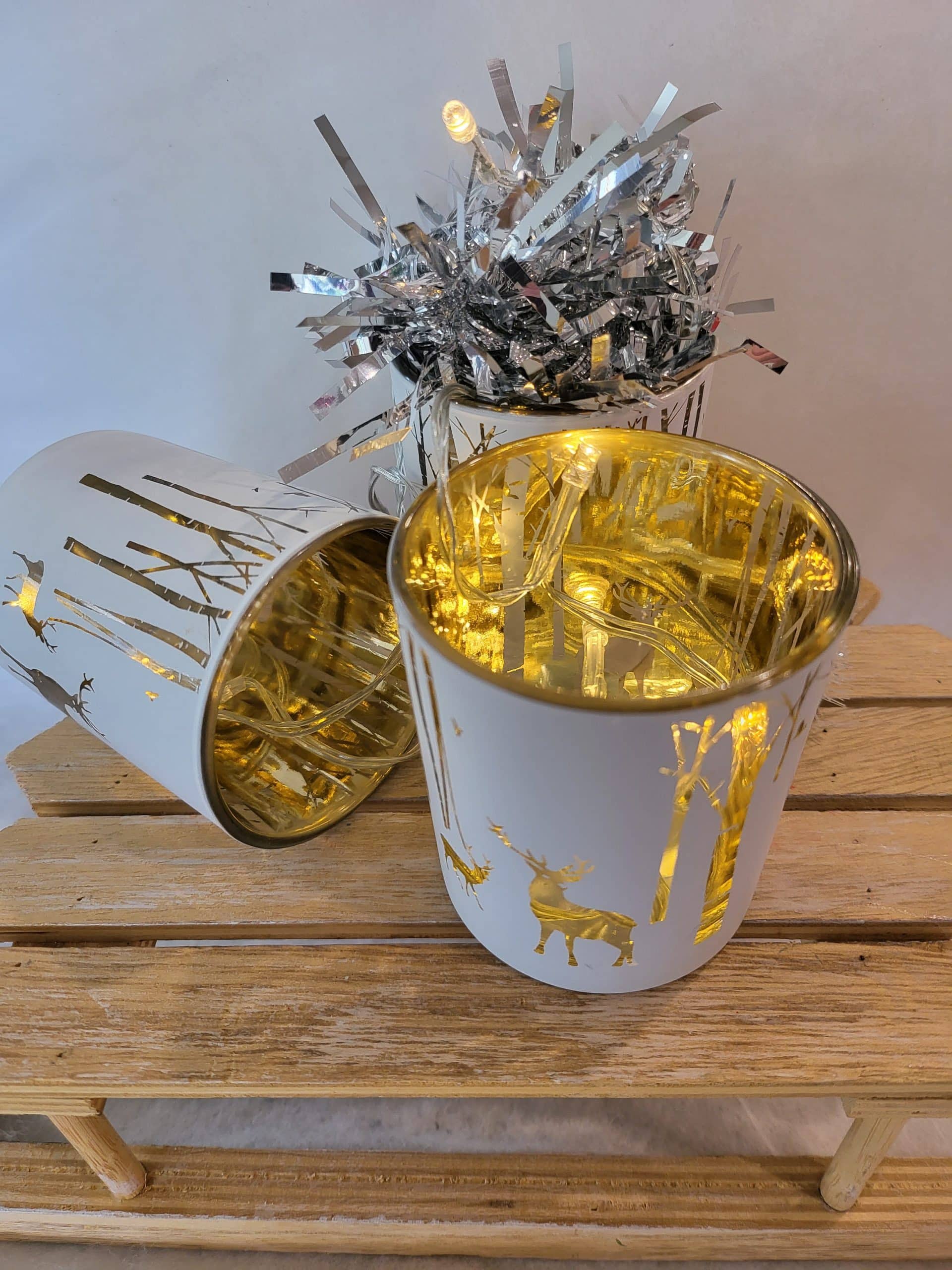 Silver Stag and Tree Tea-Light Holder