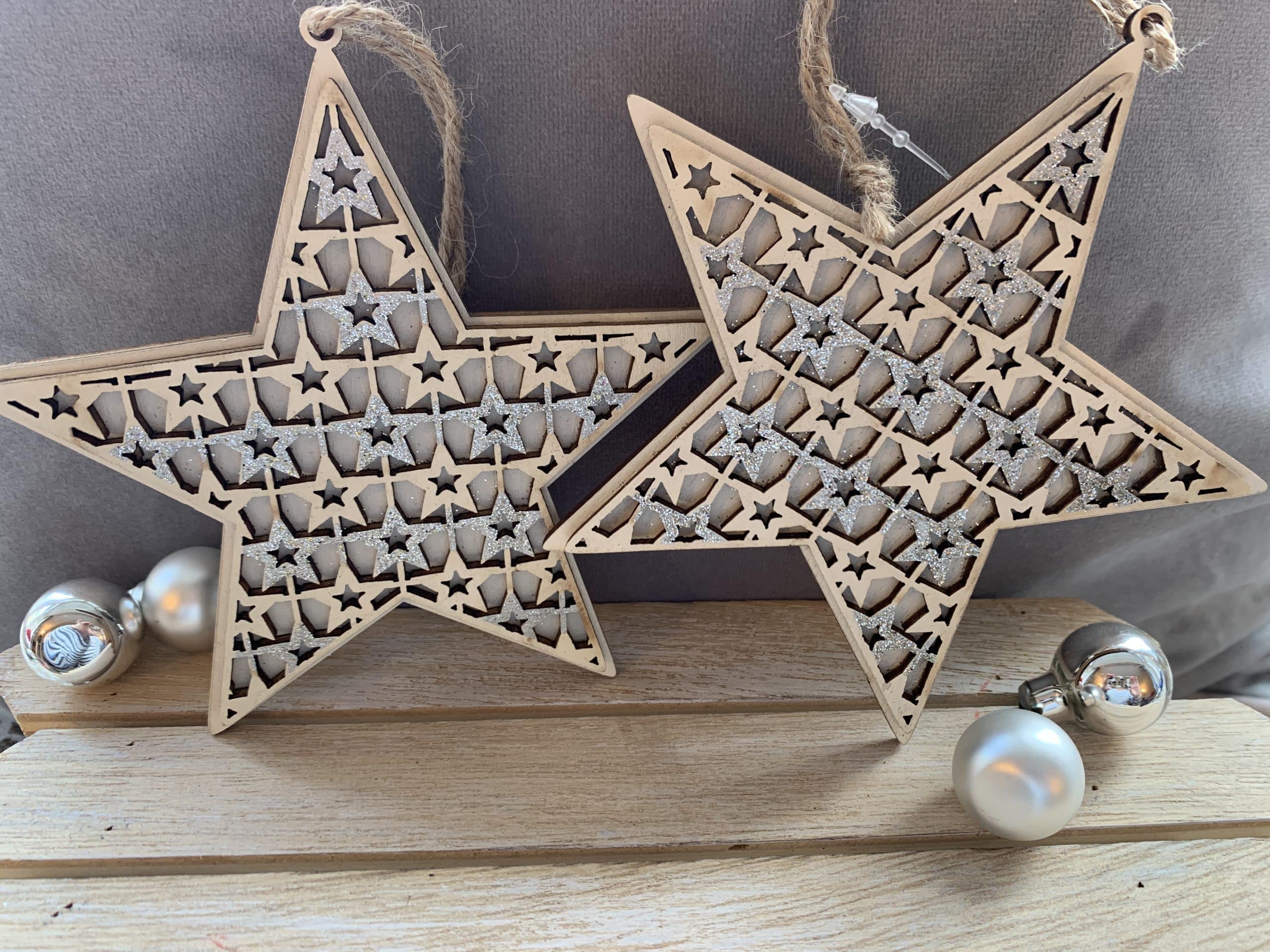 Wooden star tree decoration