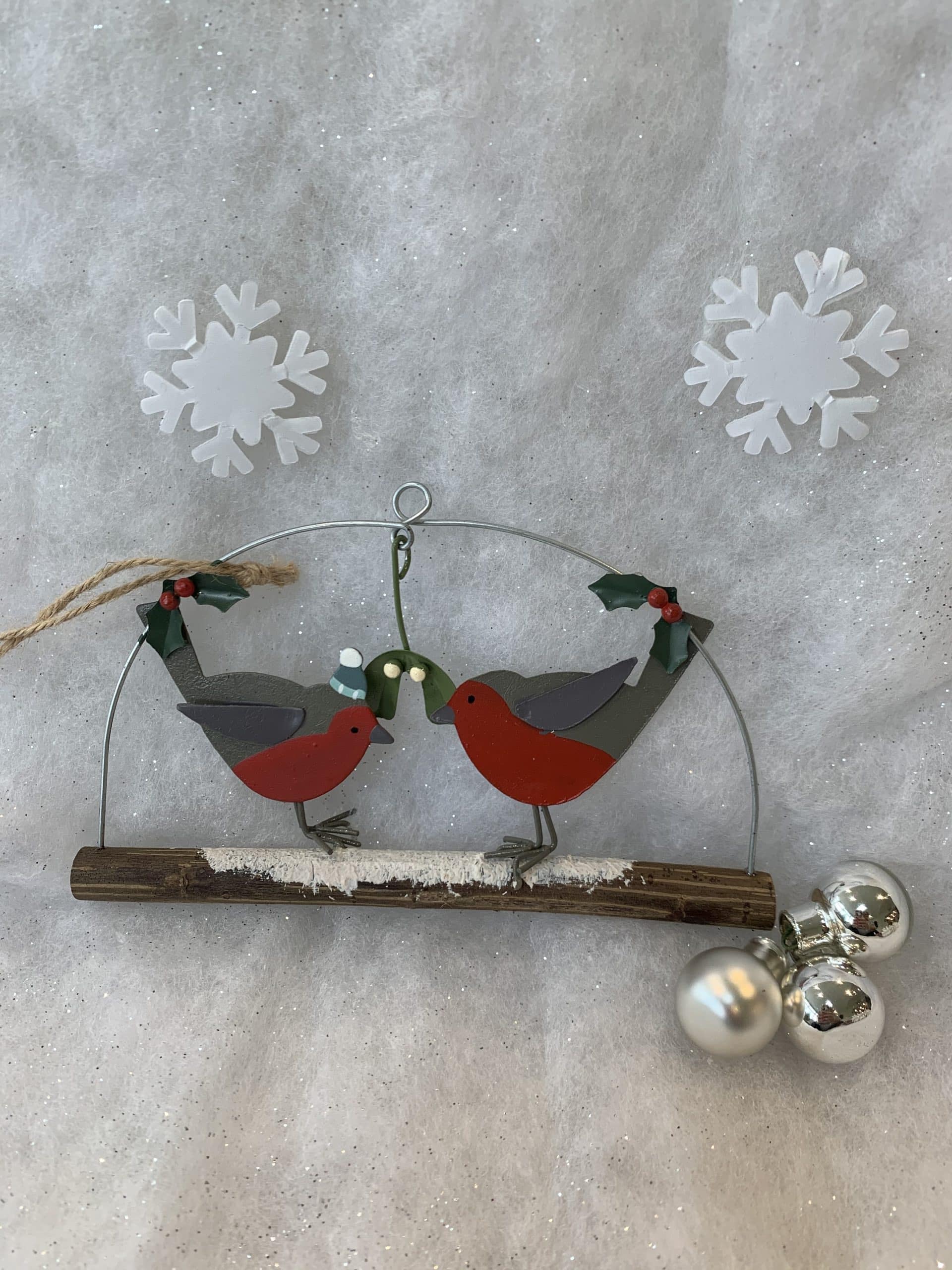 Shoeless Joe Robins Under Mistletoe Stick