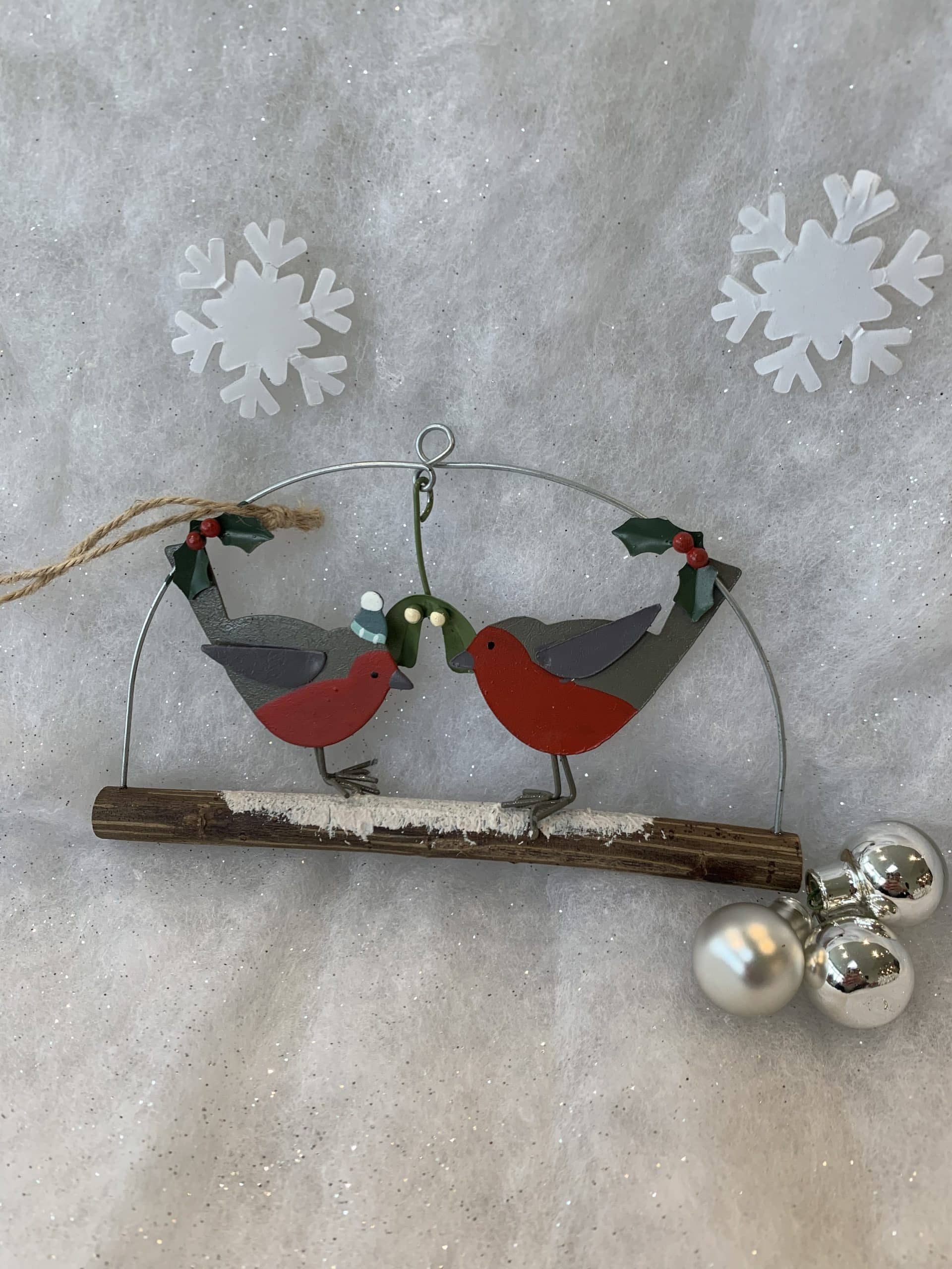 Shoeless Joe Robins Under Mistletoe Stick