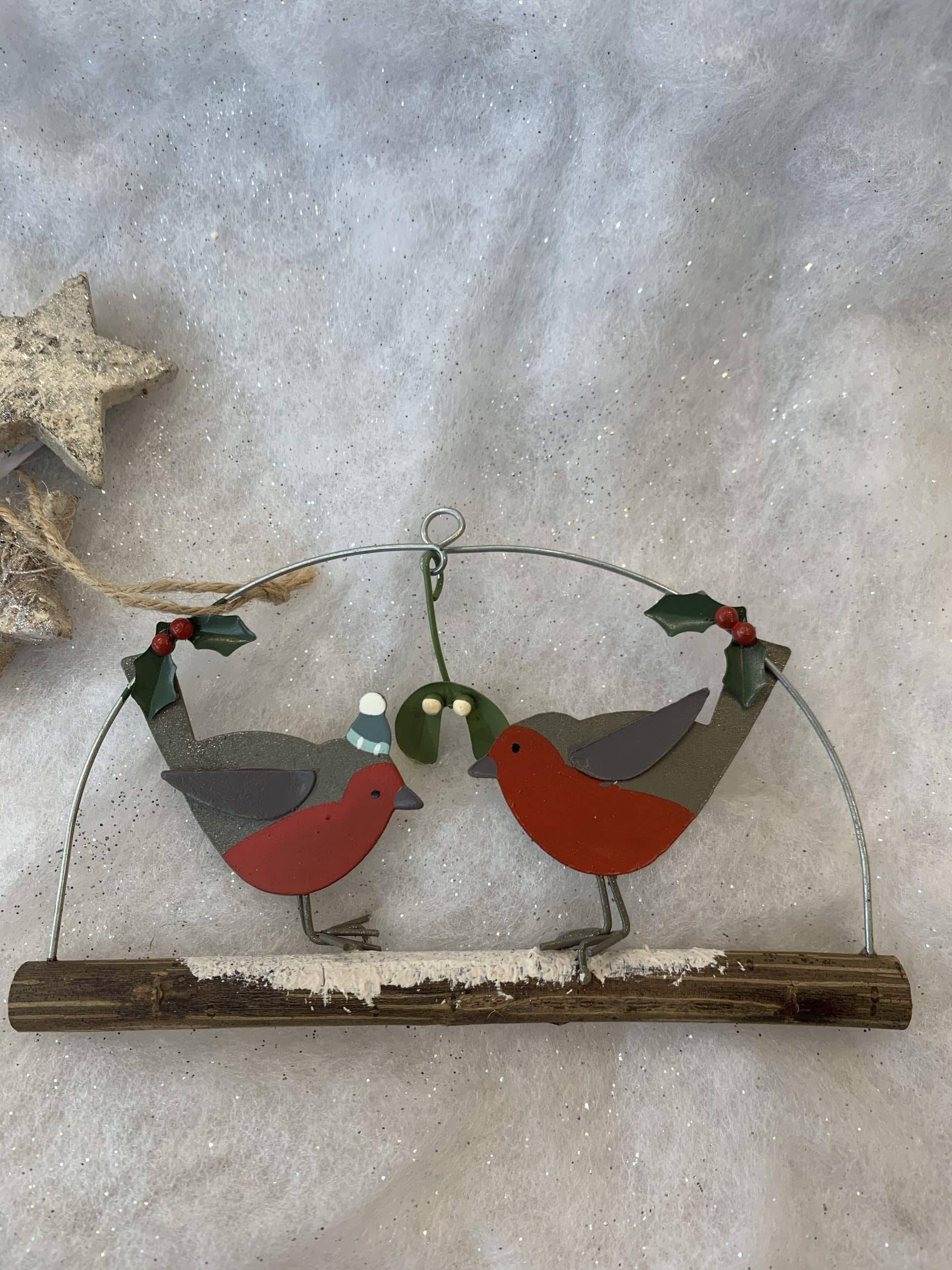 Shoeless Joe Robins Under Mistletoe Stick