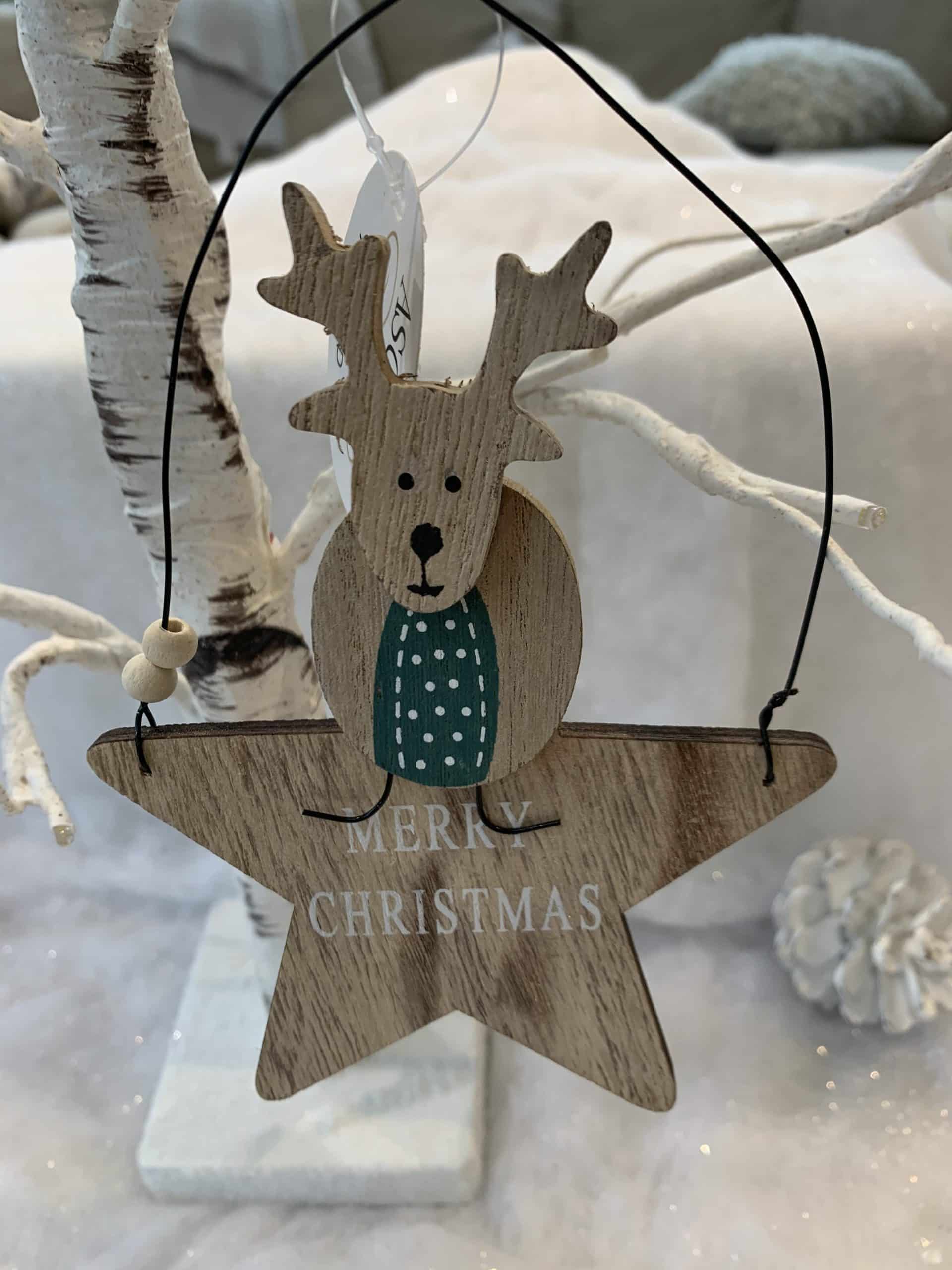 Wooden Reindeer on Star Decoration