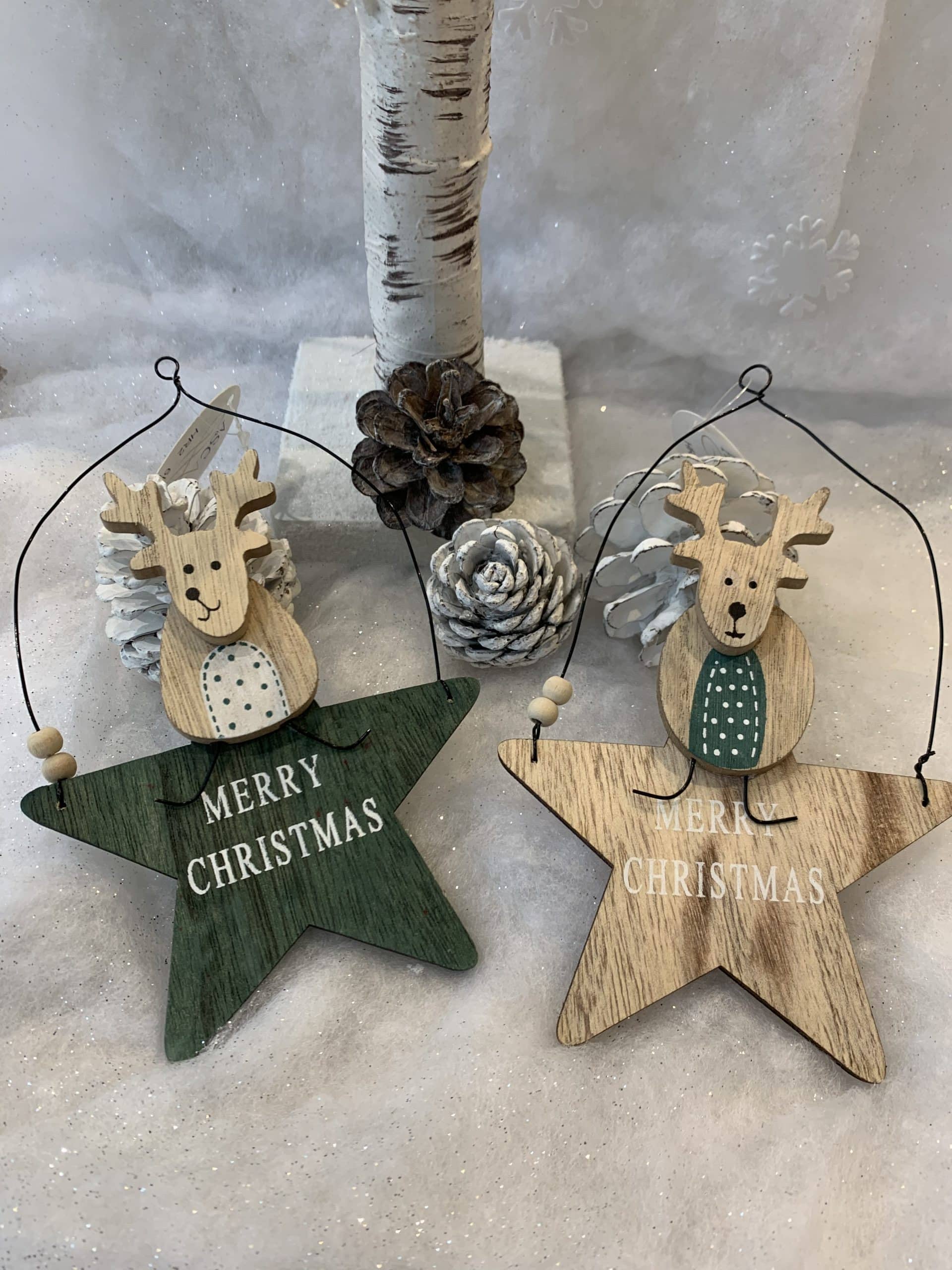 Wooden Reindeer on Star Decoration