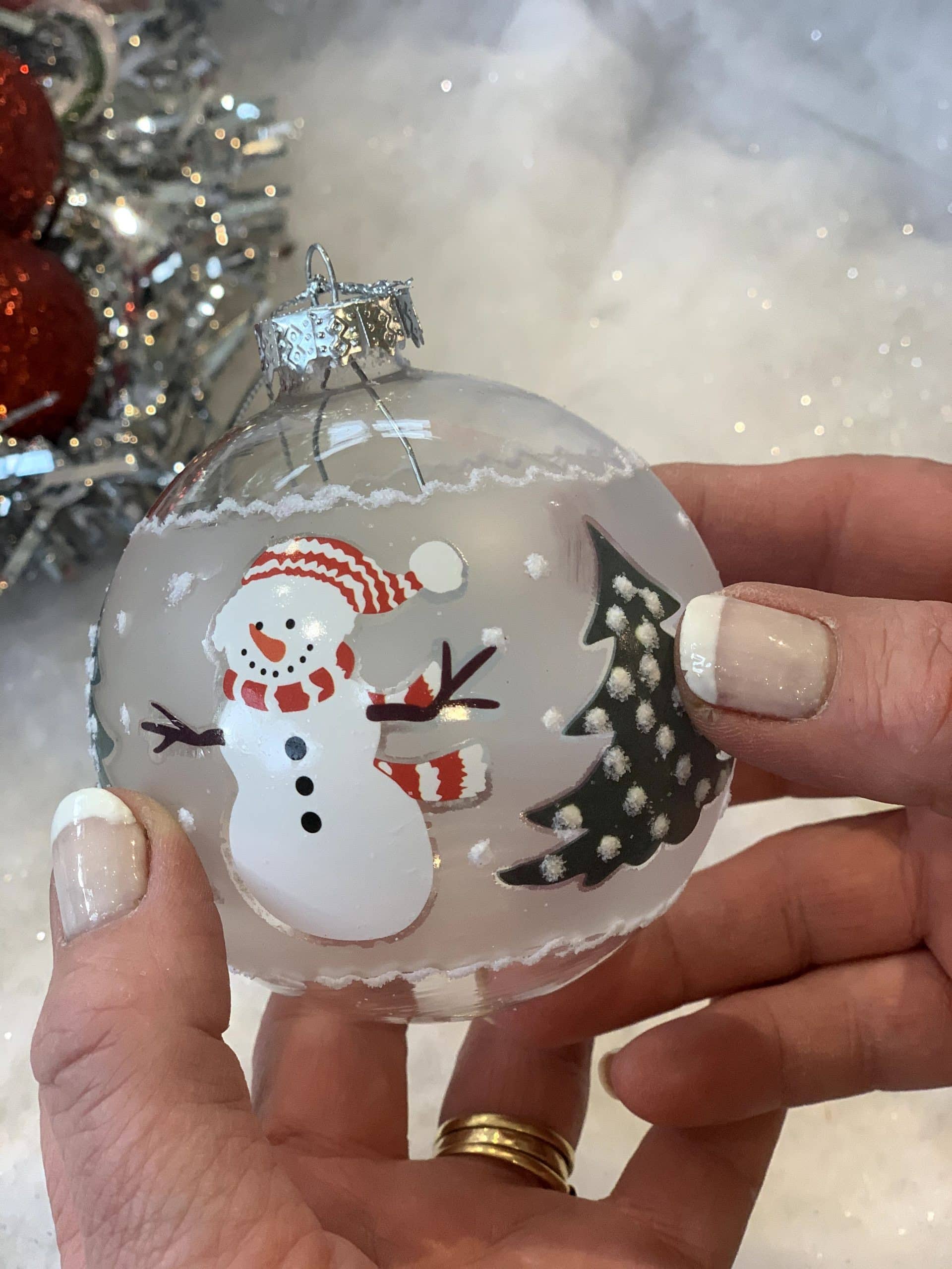 Glass Baubles with Festive design