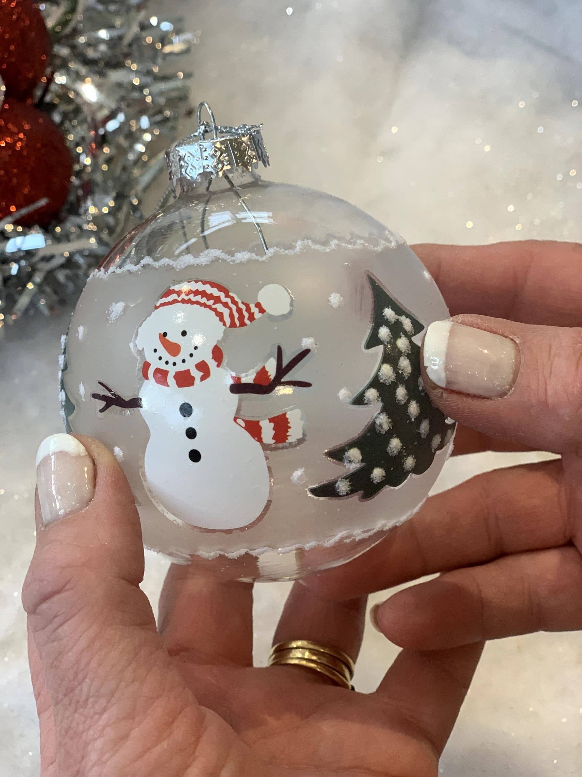 Glass Baubles with Festive design