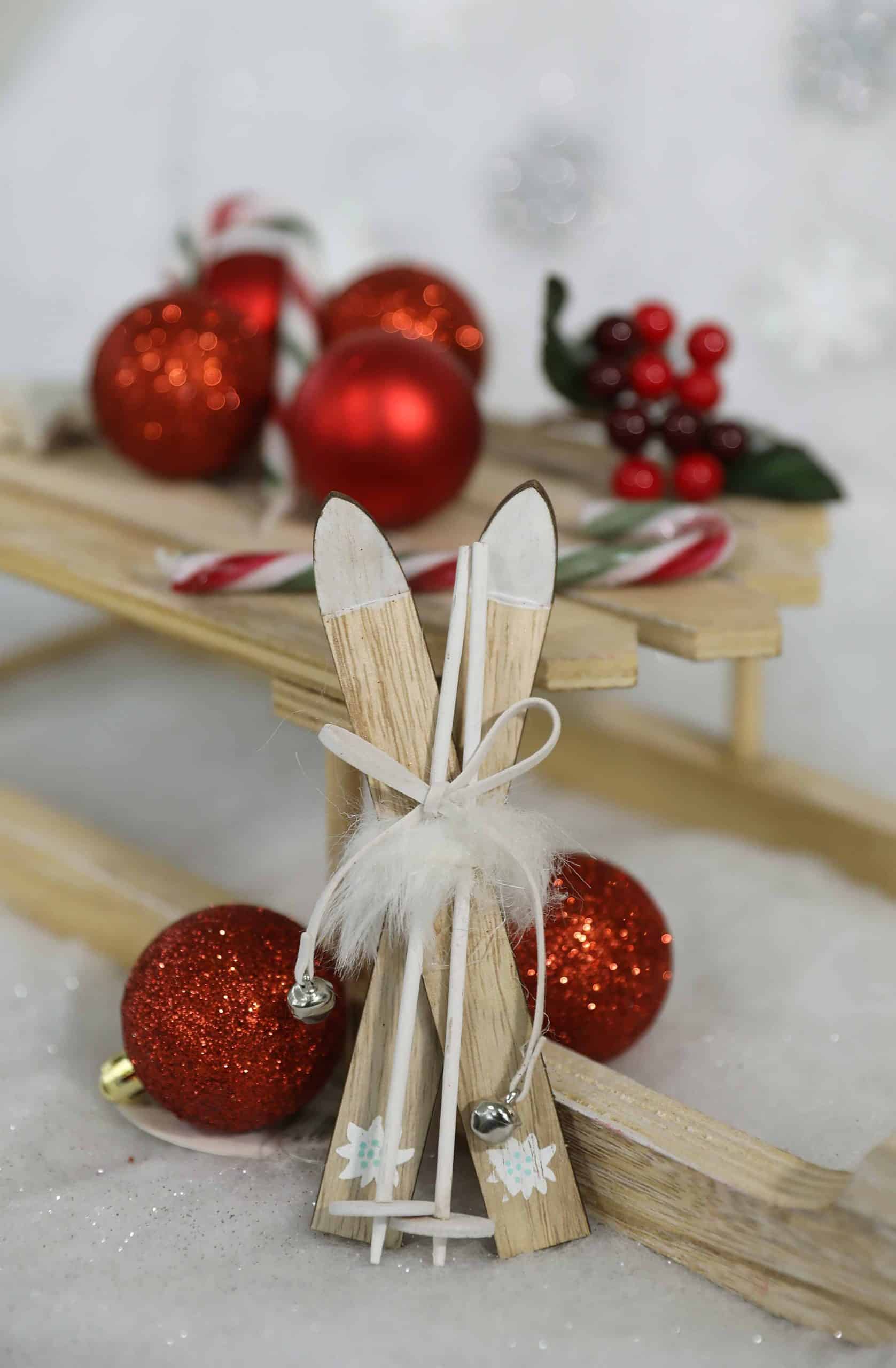 Wooden Skis Tree Decoration